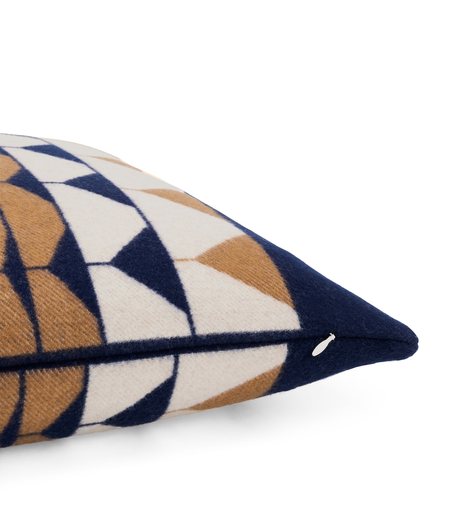 Wool-Cashmere Deco 001 Cushion (50cm x 50cm) 8E29 - BLUE/TAN Image 6