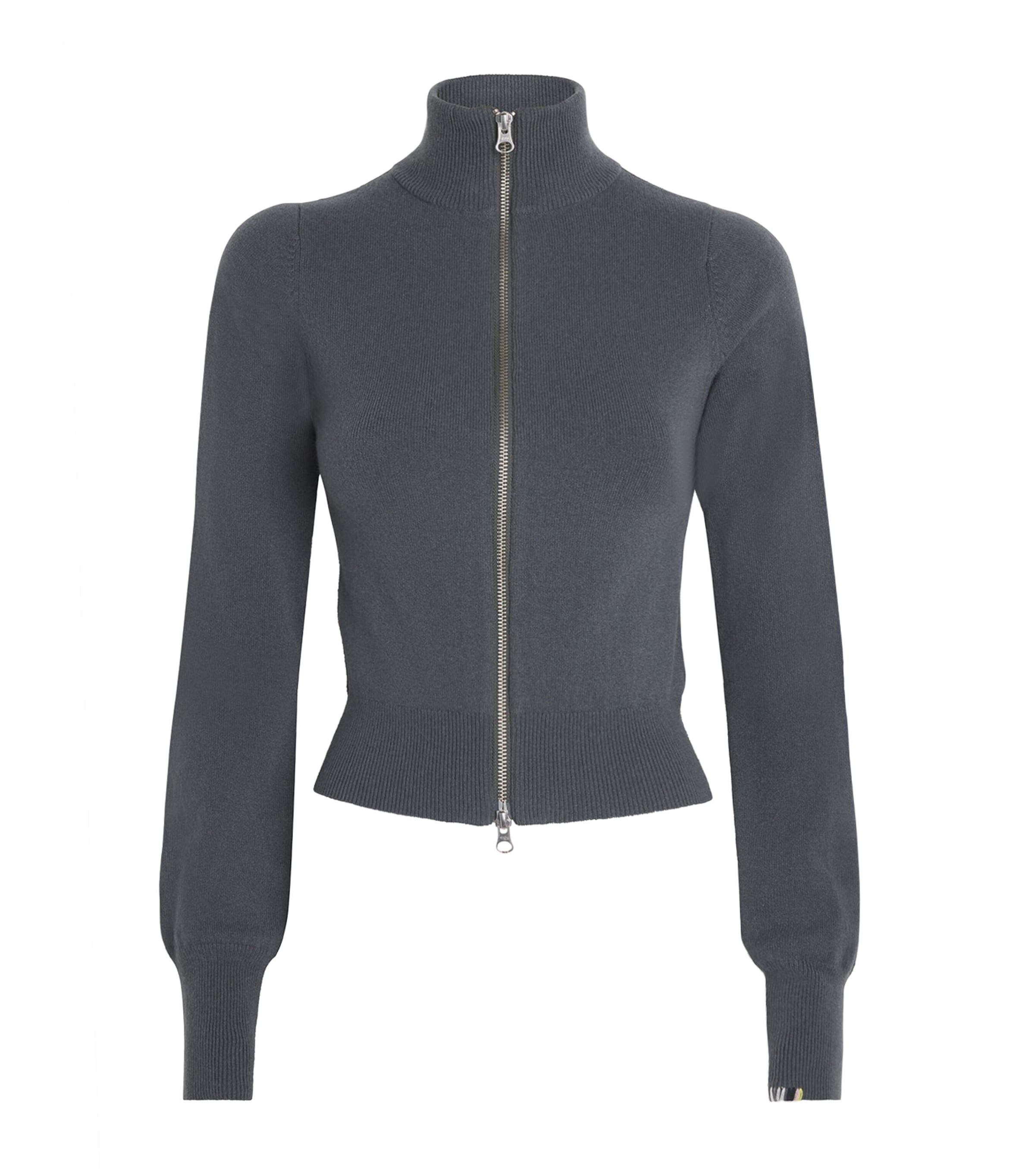 Extreme Cashmere Cashmere-blend No.302 Lemon Zip-up Cardigan In Gray