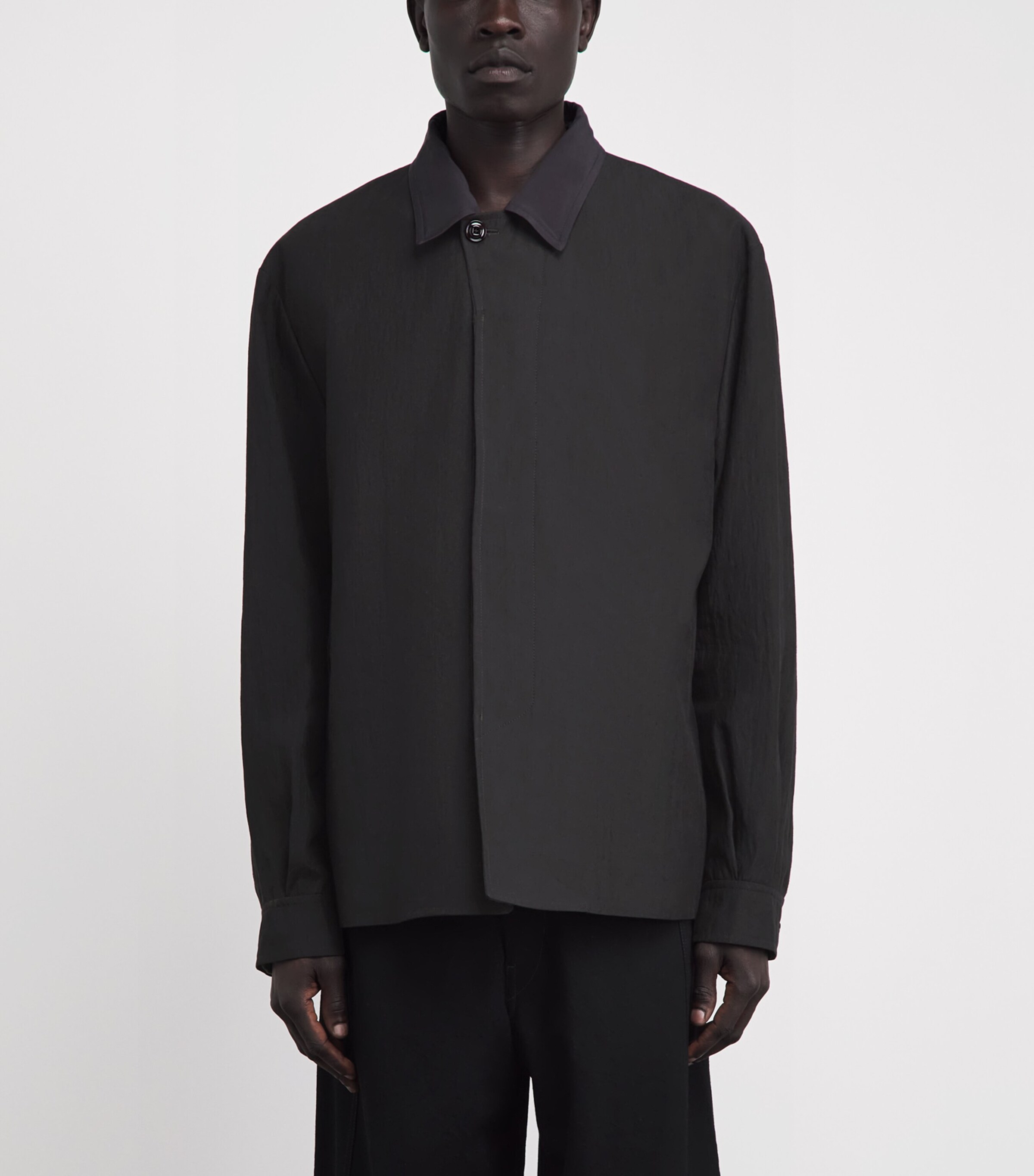 Our Legacy Mens Linen-Blend Pack Blazer Soot Black Image 4