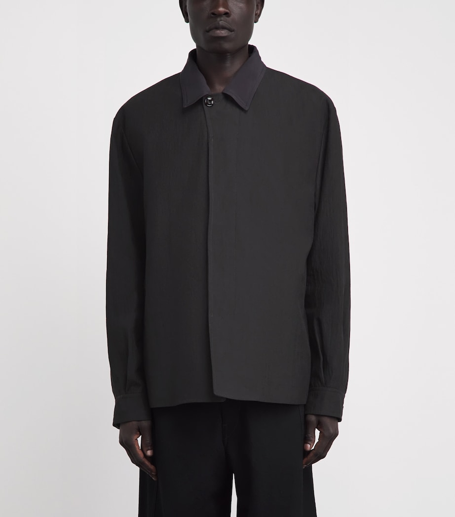 Our Legacy Mens Linen-Blend Pack Blazer Soot Black Image 4