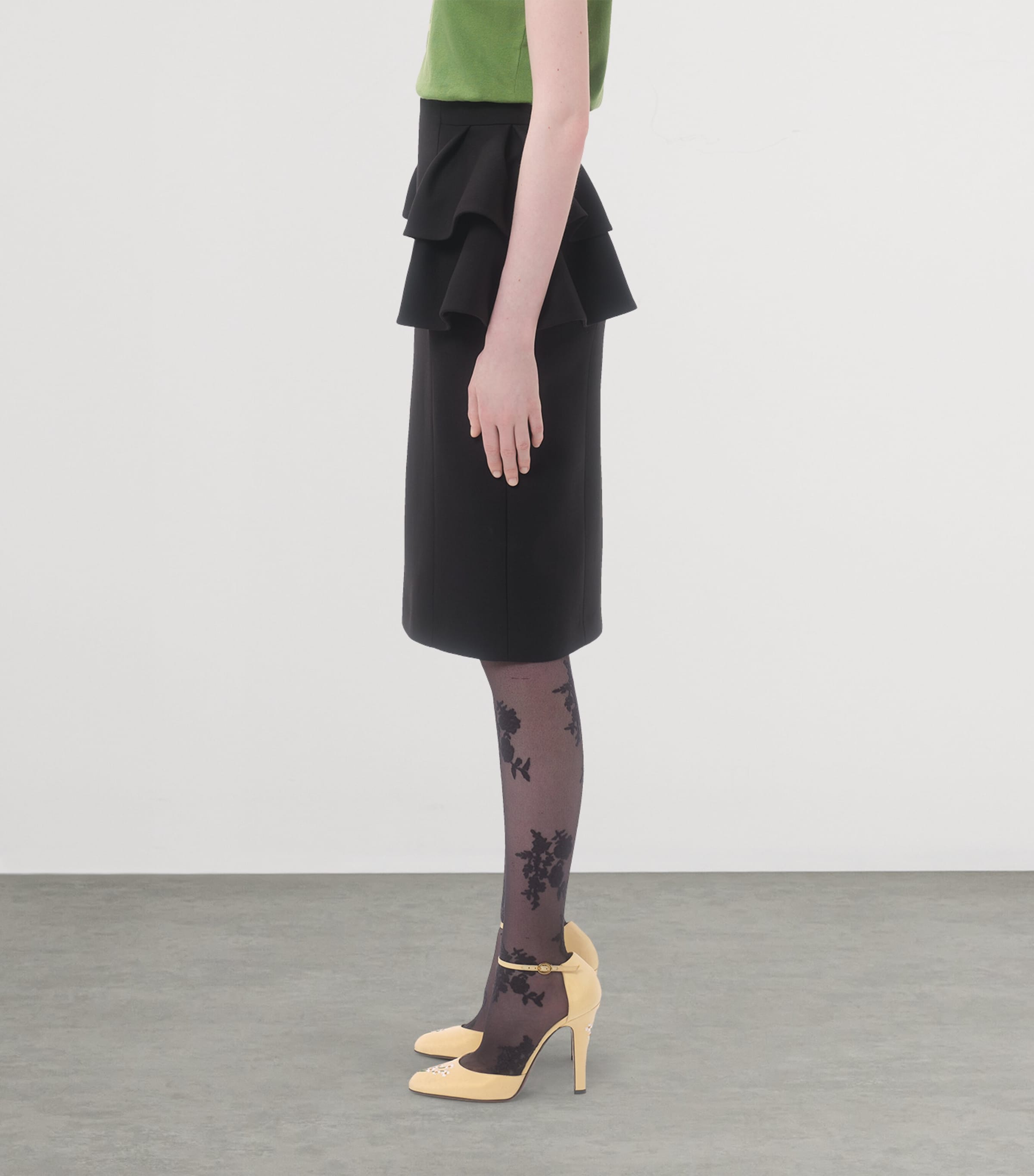 Valentino Womens Wool-Silk Ruffled Midi Skirt Image 3