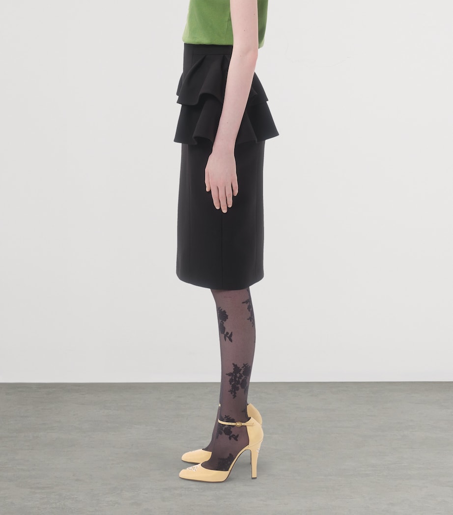 Valentino Womens Wool-Silk Ruffled Midi Skirt Image 3