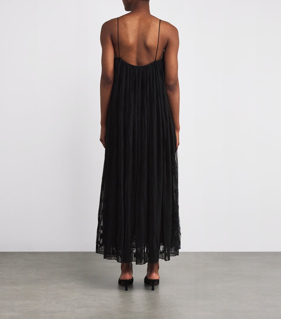 Tulle Floral Maxi Dress 001 BLACK Image 3