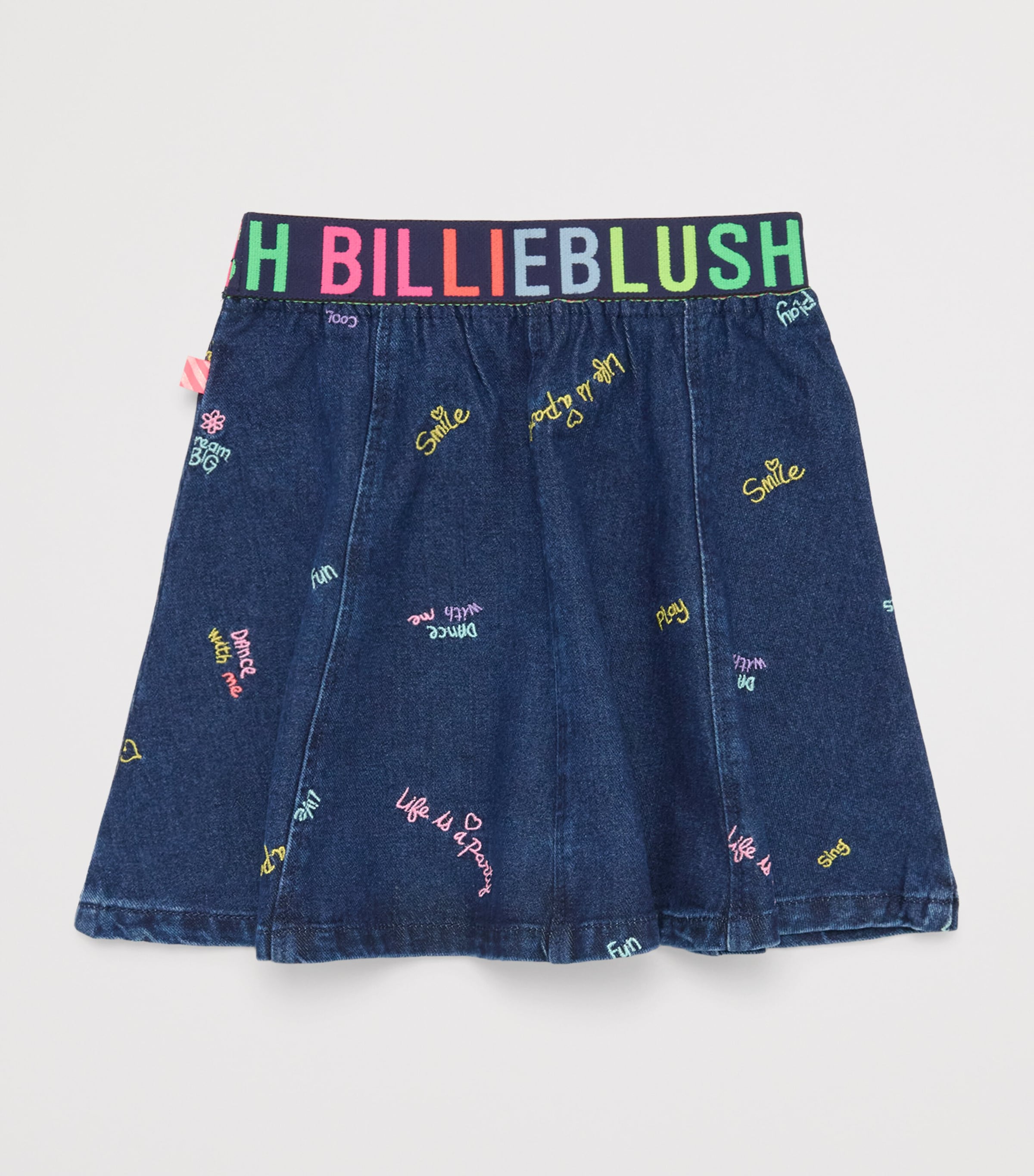 Billieblush Embroidered Slogan Skirt (2-12 Years) Denim Blue Image 2