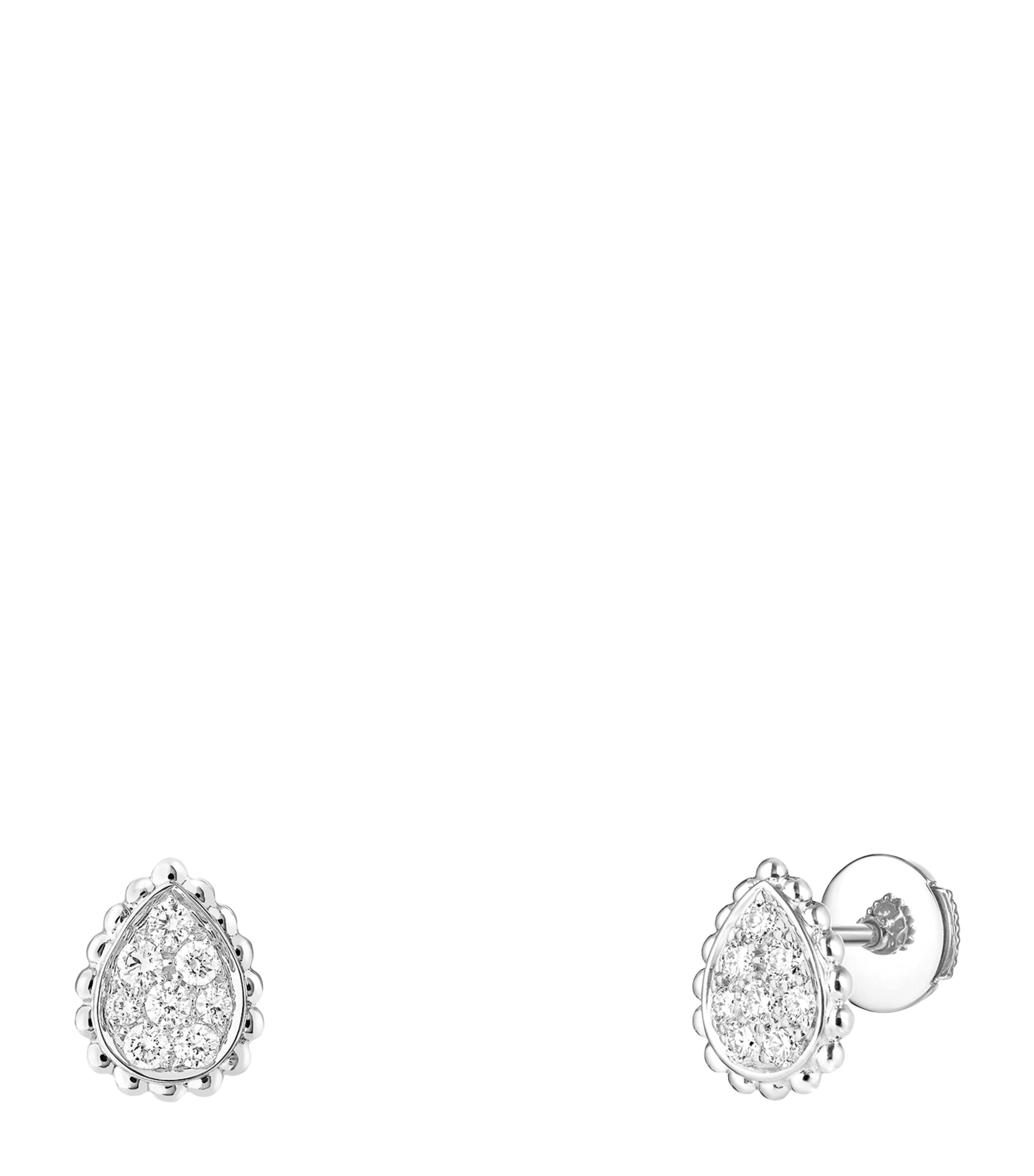 Extra Small White Gold and Diamond Serpent Bohème Motif Earrings WHITE Image 3