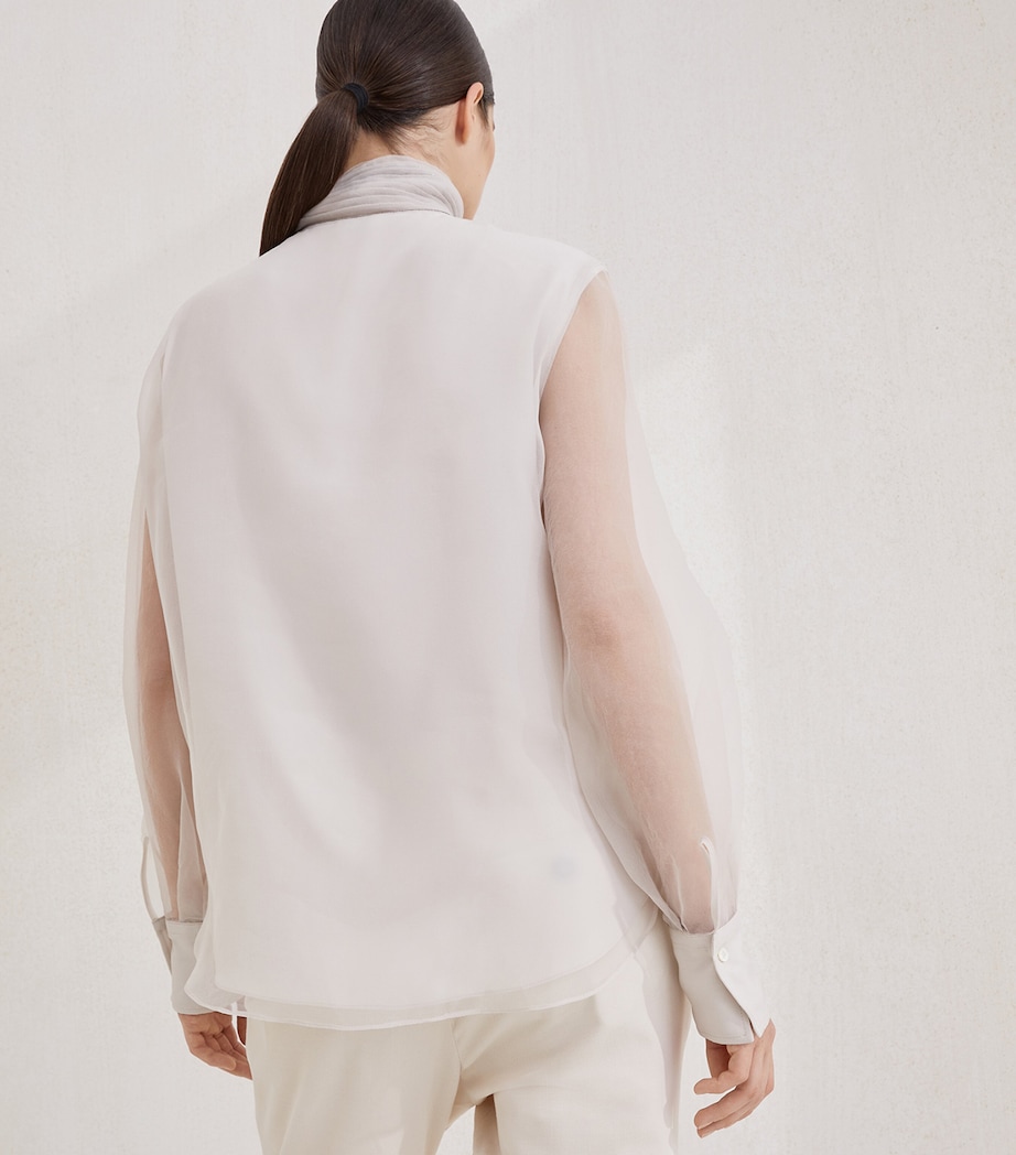 Silk Pussybow Long-Sleeve Top C8553 Image 3