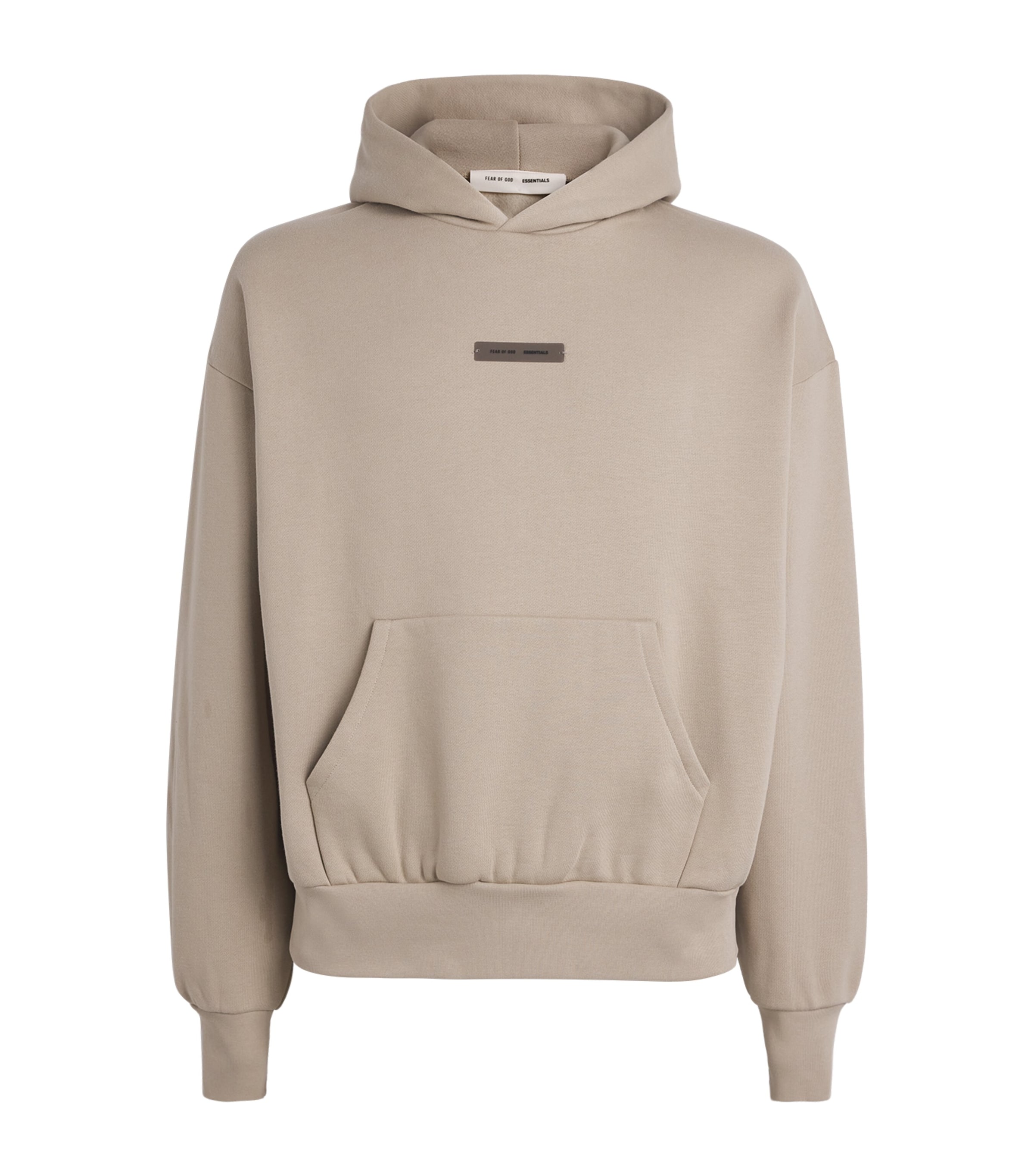 Essentials Mens Abbey Stone Classic Fleece Logo-embellished Cotton-blend Hoody Xs In Brown