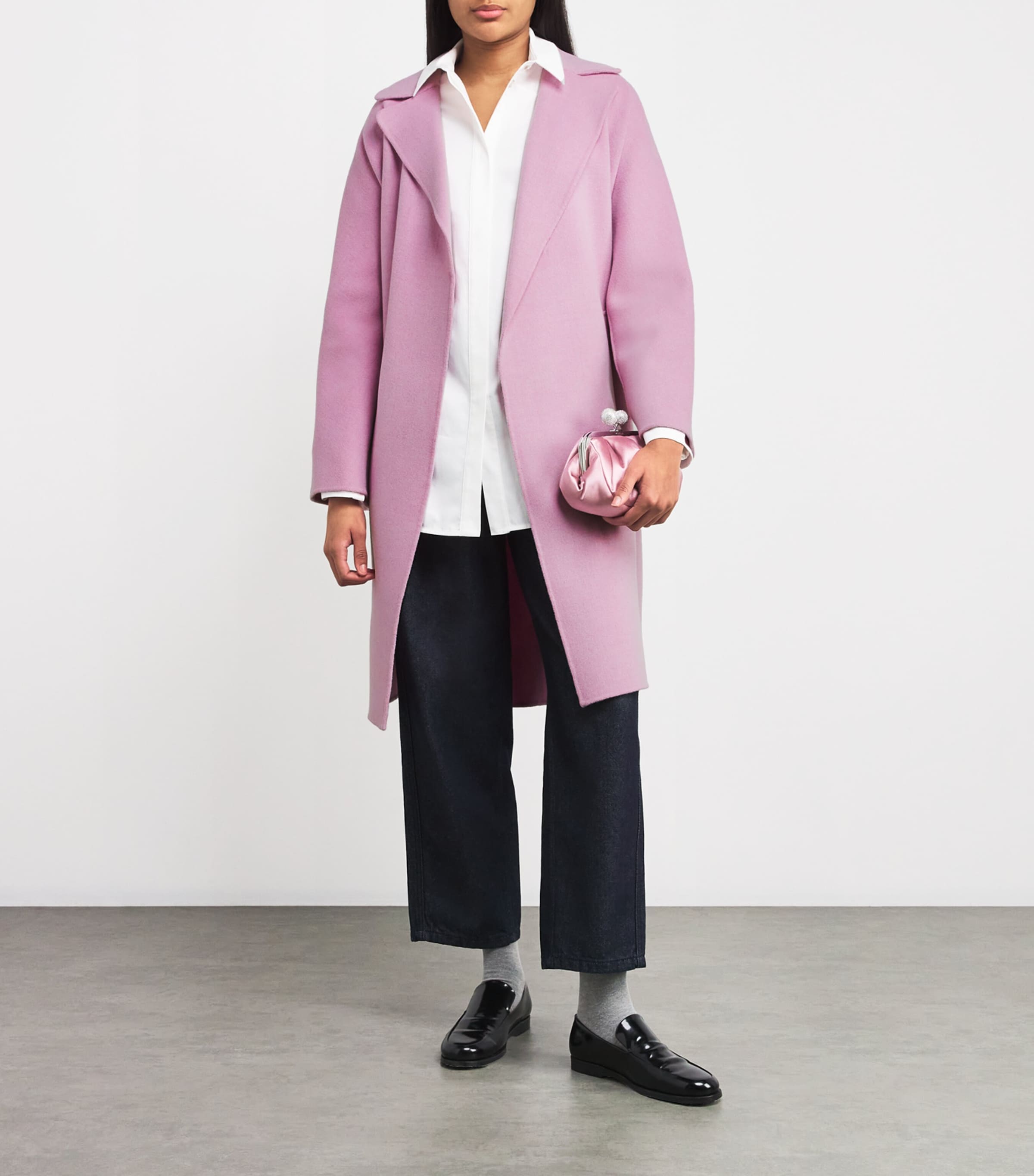 24SS new/Max Mara ティグレラップフロントコート Coat Pink Weekend Max Mara Wool-Blend Double-Faced Wrap Coat | Harrods US