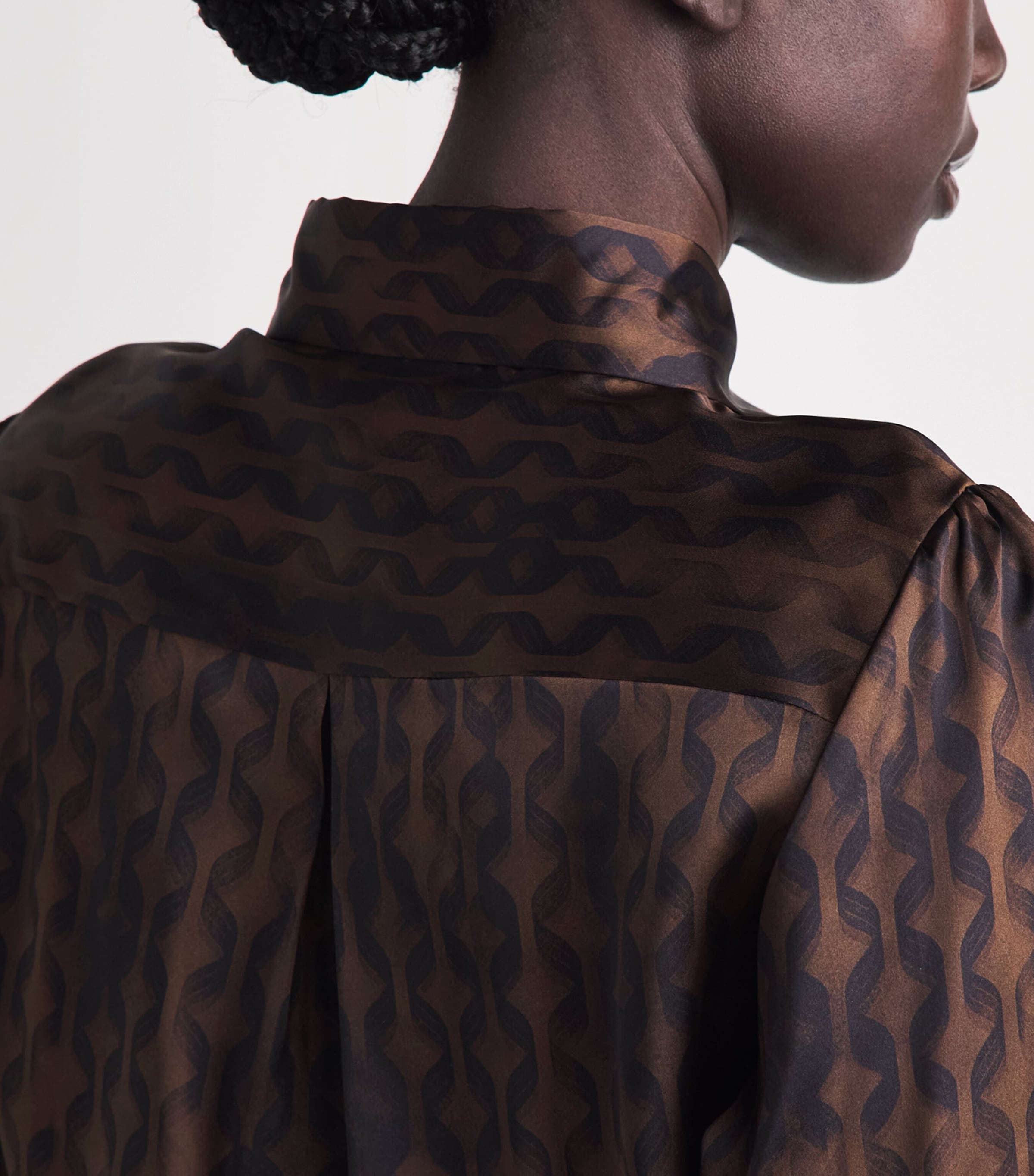 Kiton Womens Silk Printed Midi Dress Brown & Black Print Image 5