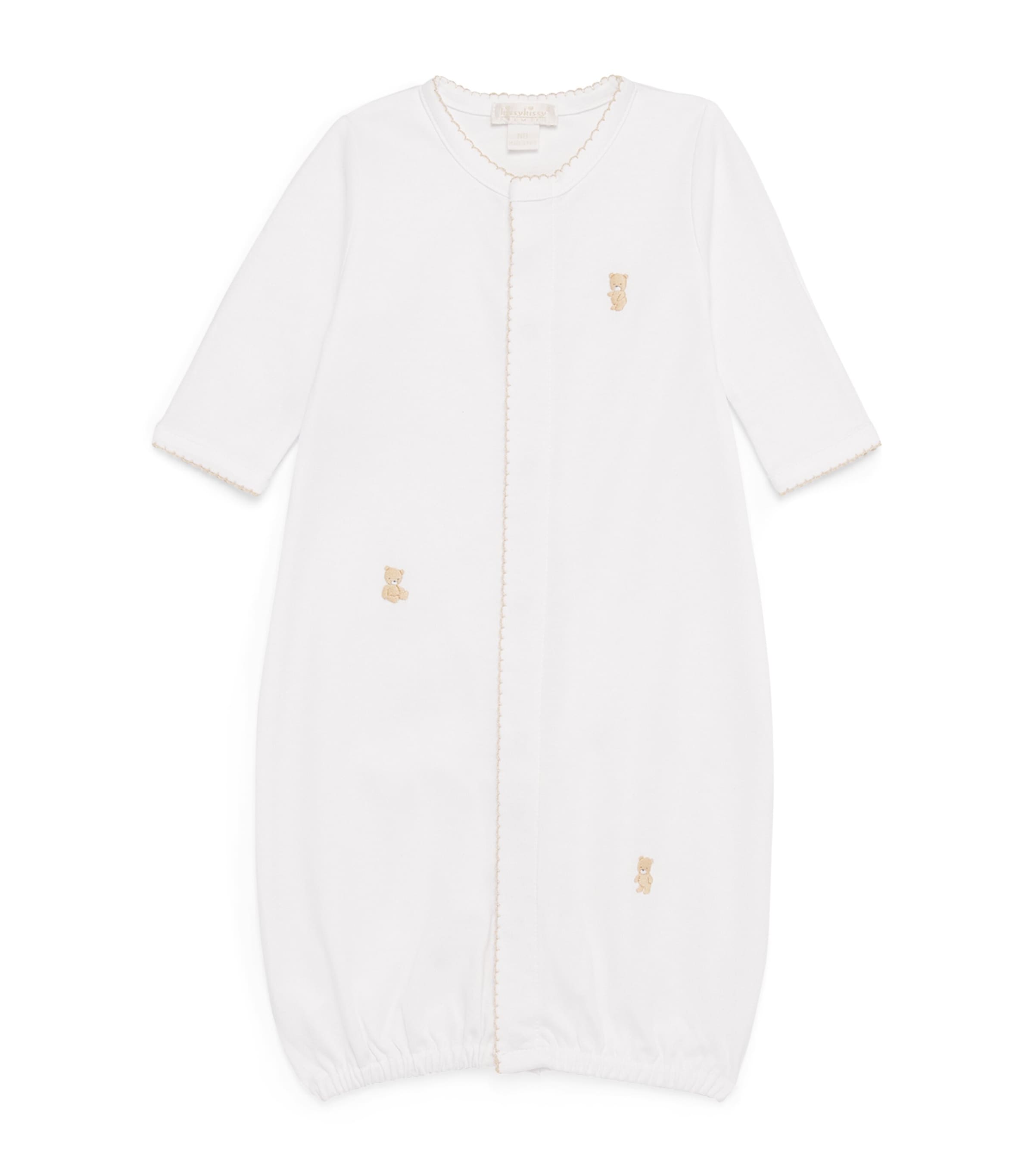 Pima Cotton Teddy Convertible Gown (0-12 Months) K188WHITE/ECRU Image 1