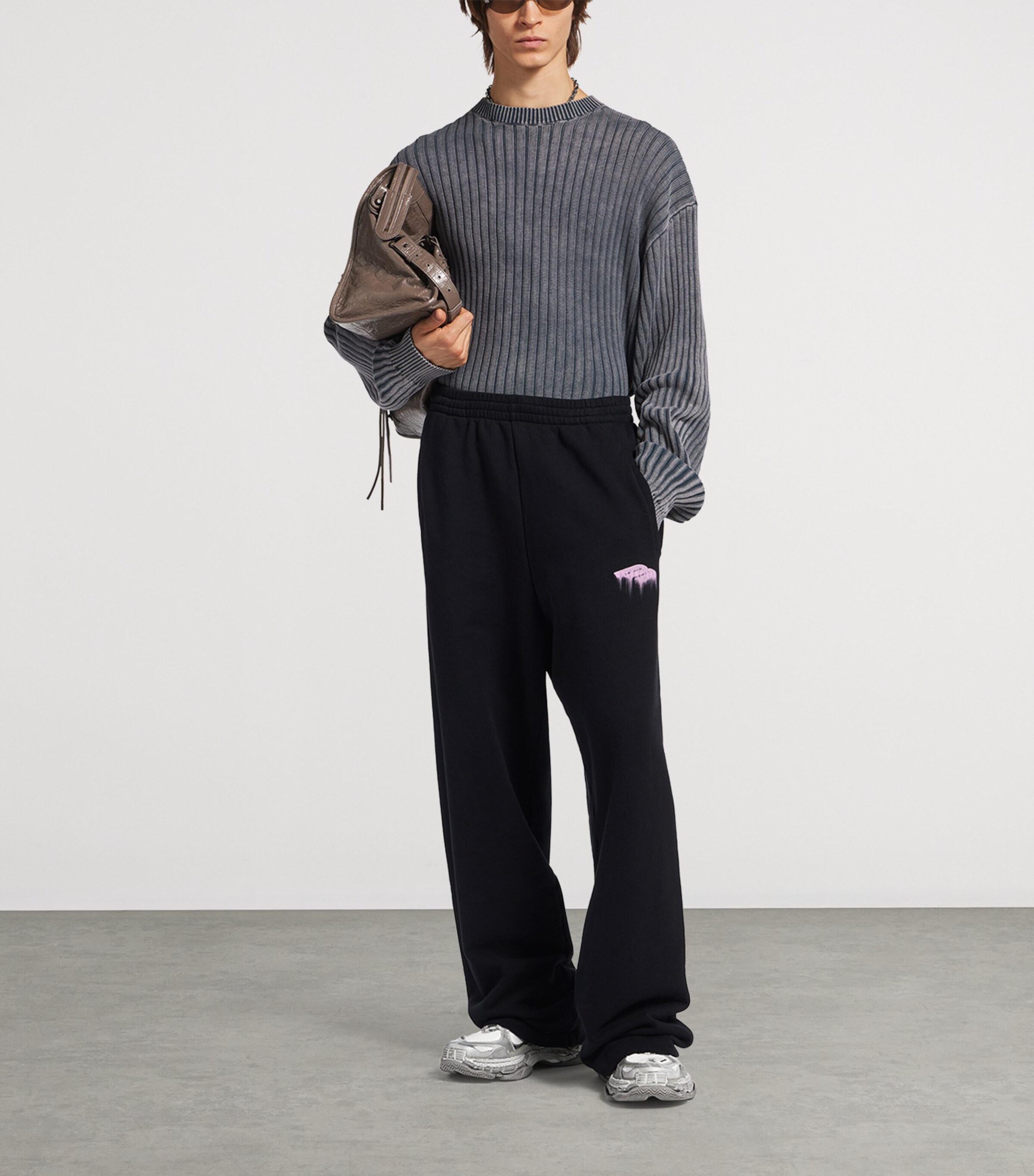 Balenciaga Black Cotton Wet Brush Baggy Sweatpants | Harrods US