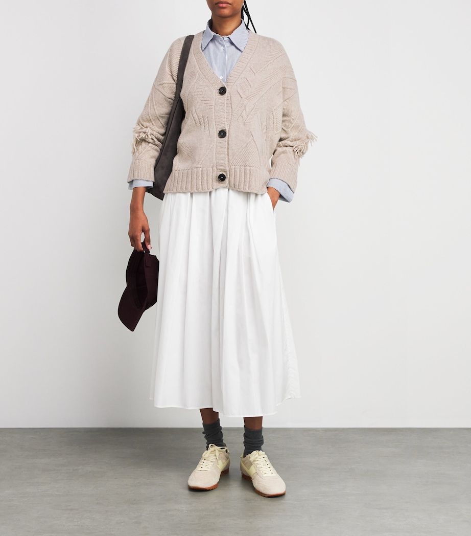 Virgin Wool Fringe Cardigan SAND Image 2