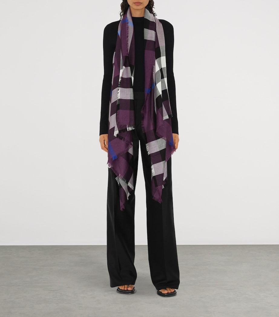 Burberry Cashmere-Silk Check Scarf Pansy Image 3