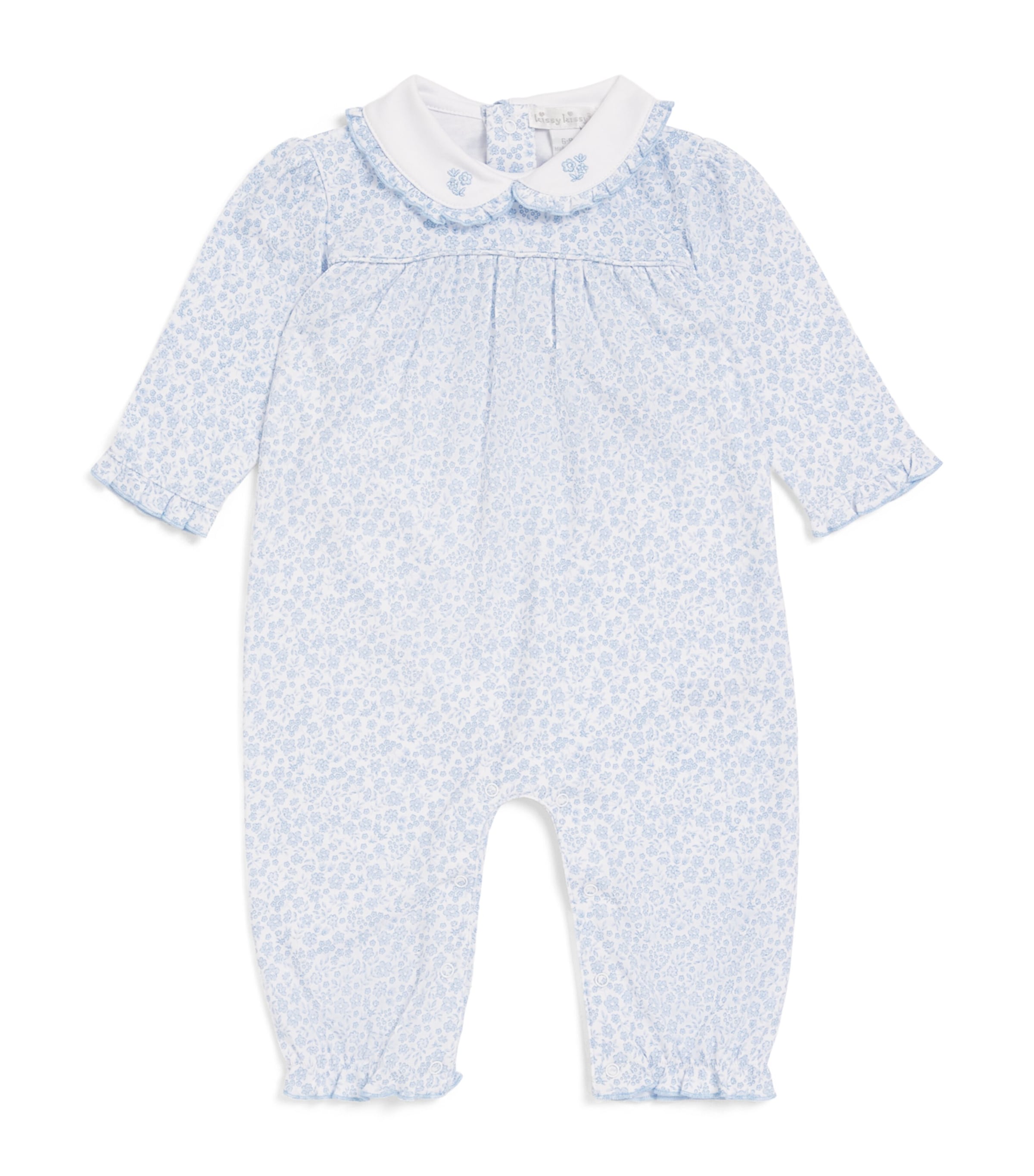 Kissy Kissy Pima Cotton Floral Playsuit (0-24 Months) Light Blue Image 1