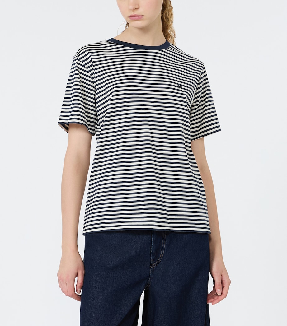 Weekend Max Mara Womens Cotton Stripe T-Shirt Navy Image 3