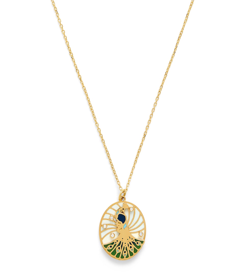 Yellow Gold and Diamond Rich Kitsch Peacock Necklace