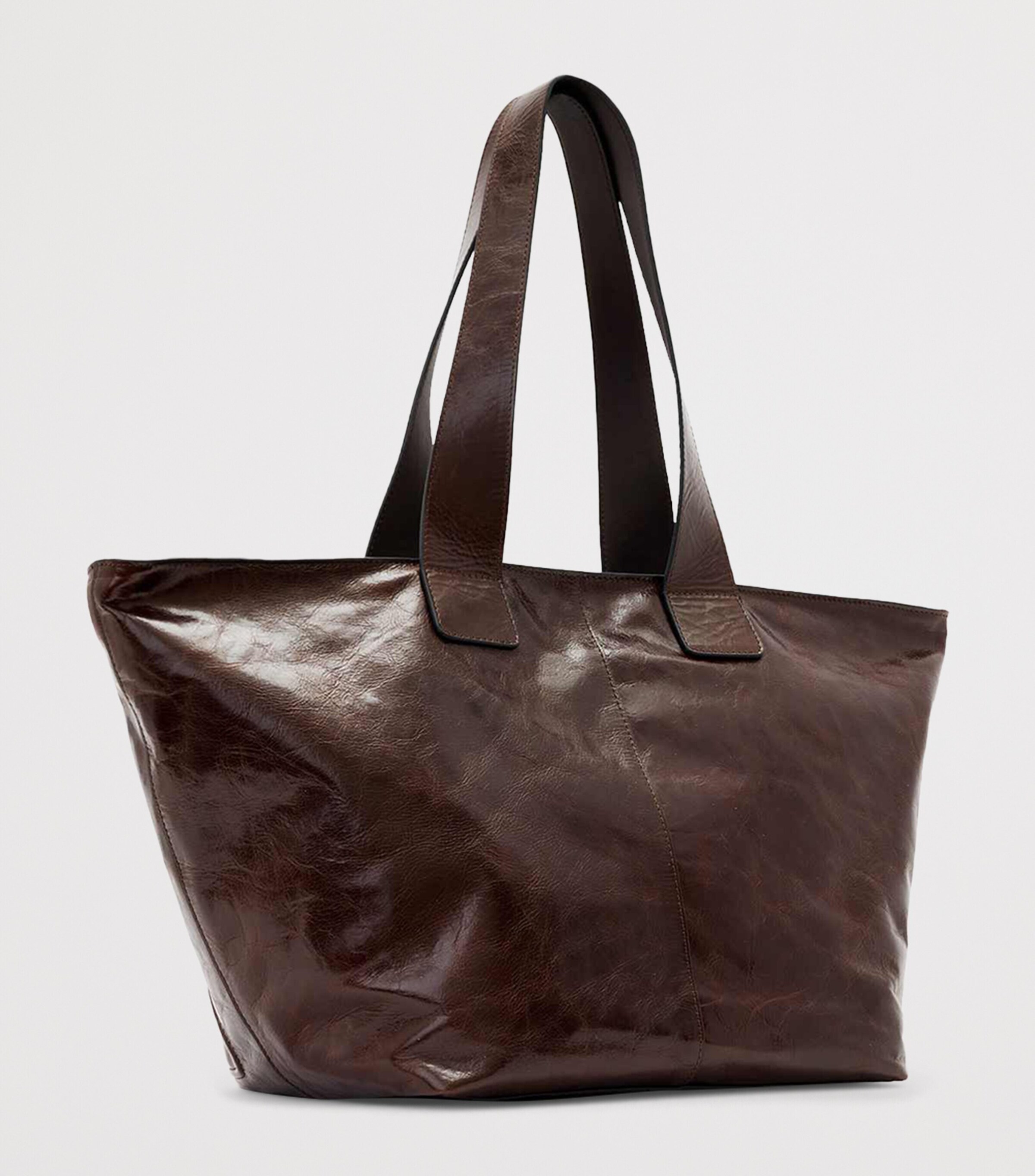 AllSaints Buffalo Leather Jean Rey Tote Bag Cognac Brown Image 6