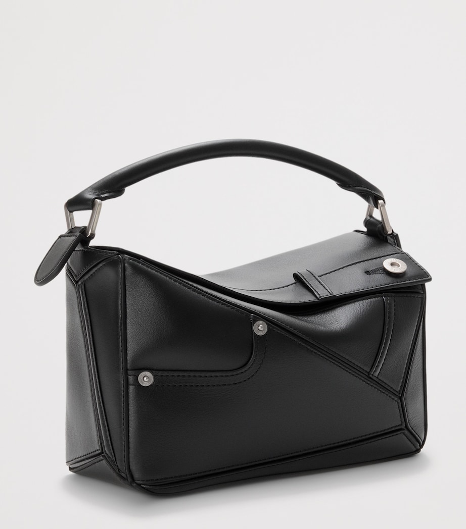 LOEWE Small Calfskin Puzzle Panta Top-Handle Bag Black Image 2