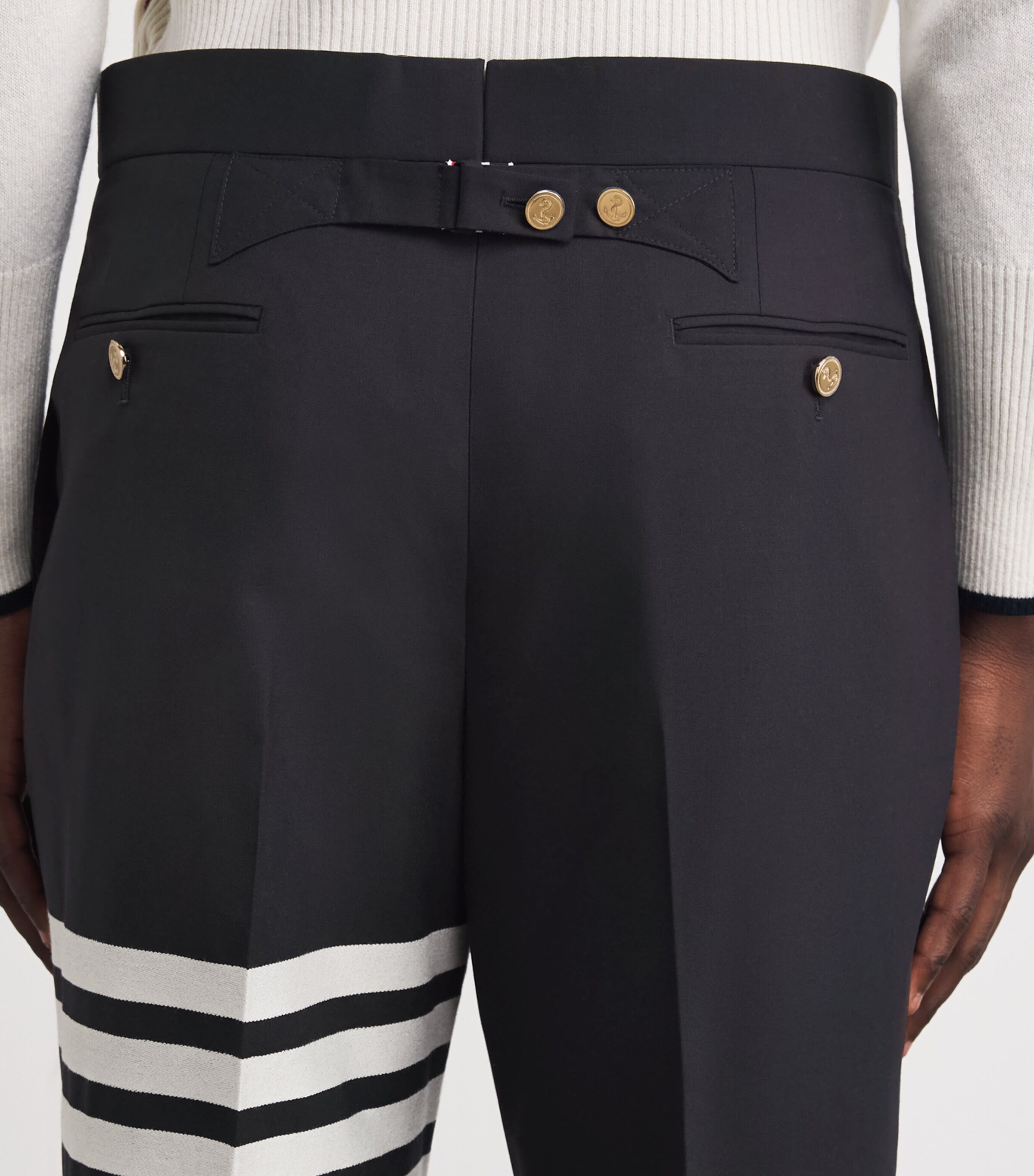 Wool Backstrap Tailored Trousers NAVY Image 6