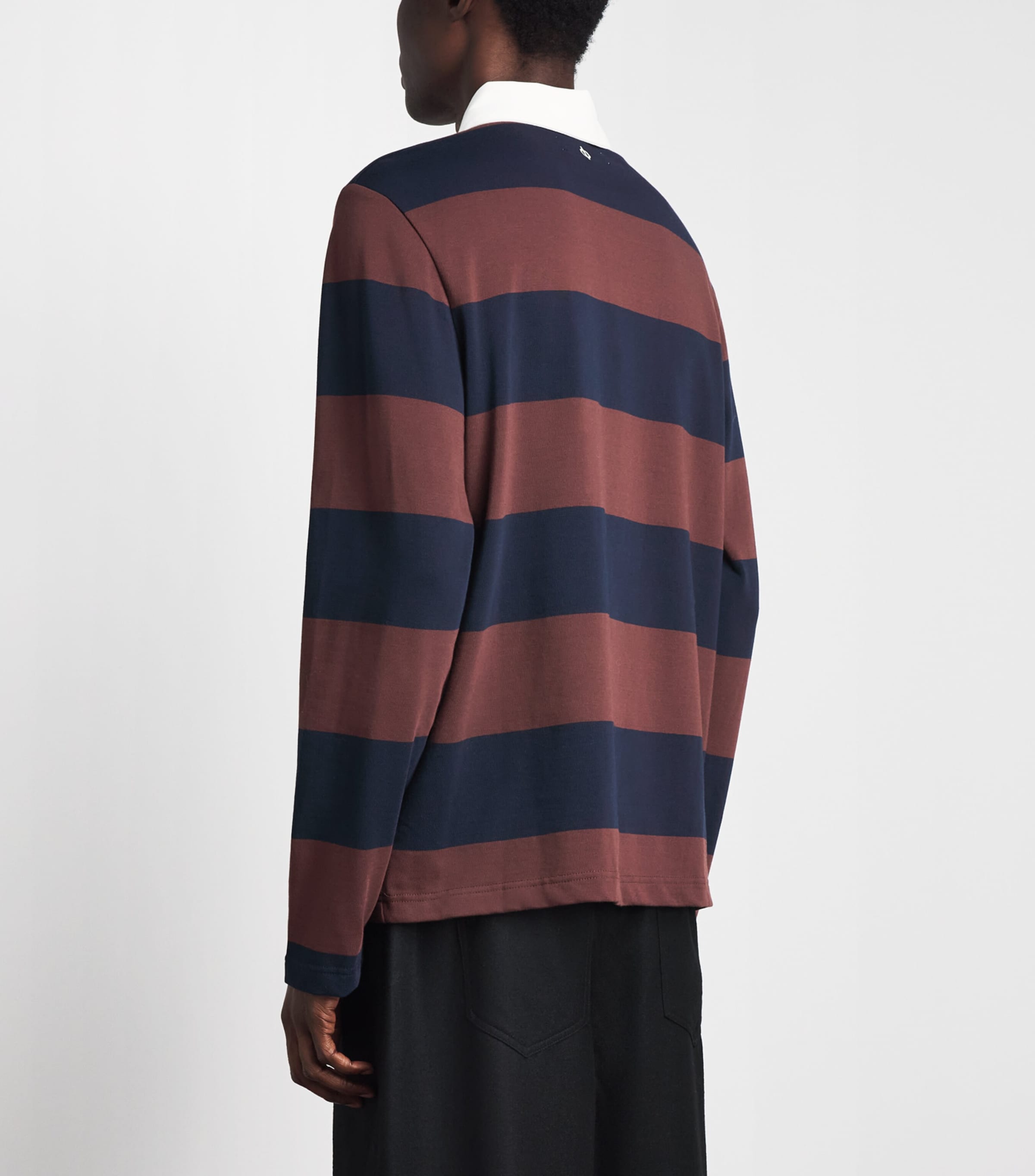 Samsøe Samsøe Mens Stripe Sakevin Rugby Sweatshirt Bitter Chocolate St. Image 5