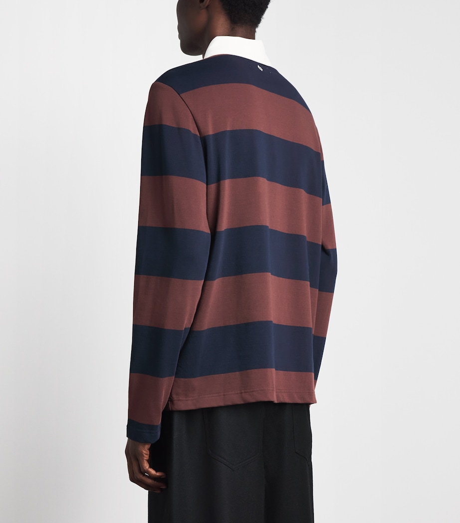 Samsøe Samsøe Mens Stripe Sakevin Rugby Sweatshirt Bitter Chocolate St. Image 5