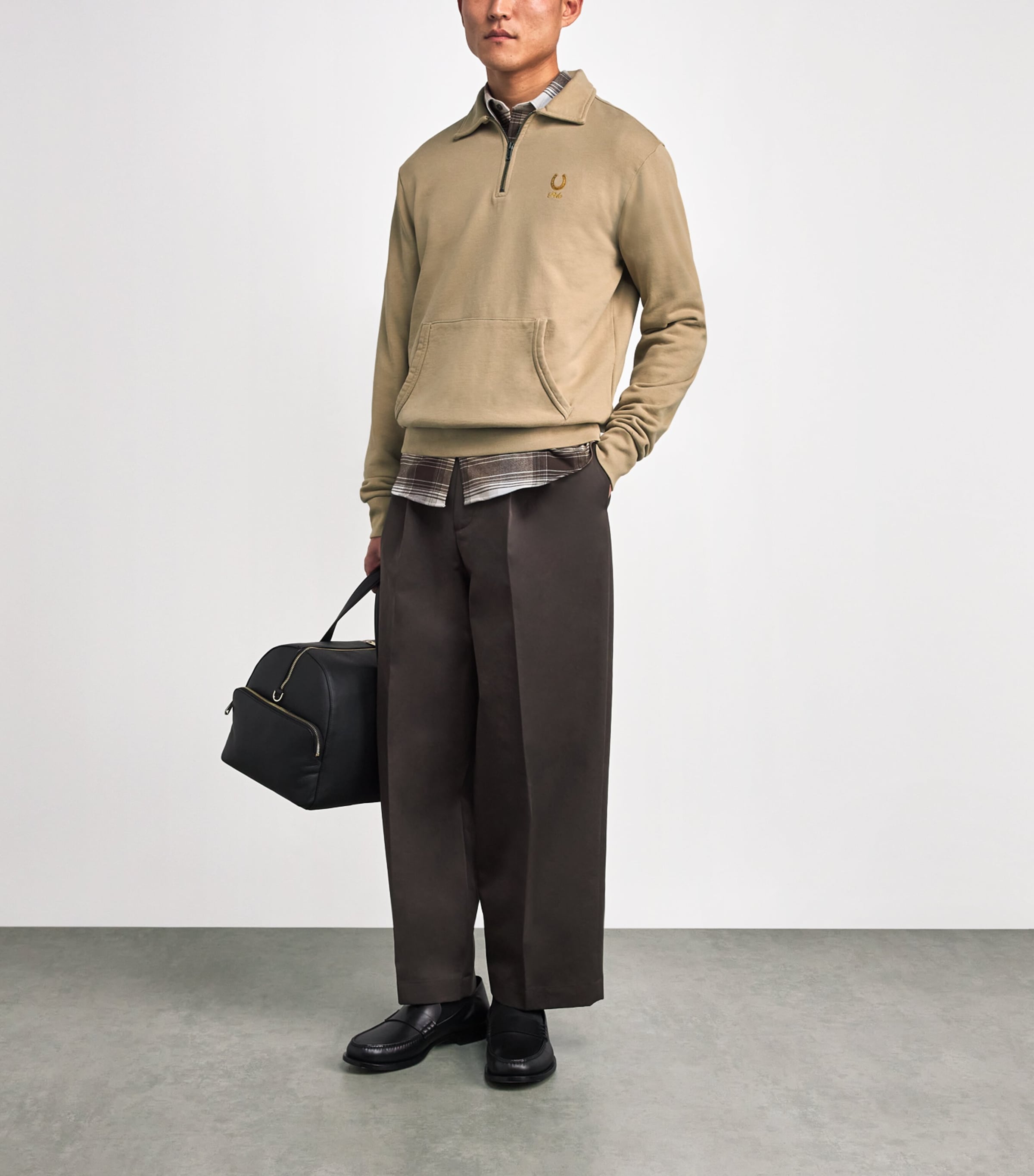 Polo Ralph Lauren Mens Cotton Polo Quarter-Zip Sweater Khaki Image 2