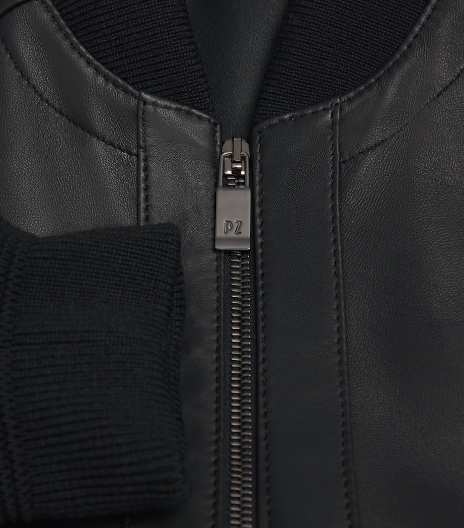 Leather Bomber Jacket 20 BLACK Image 5