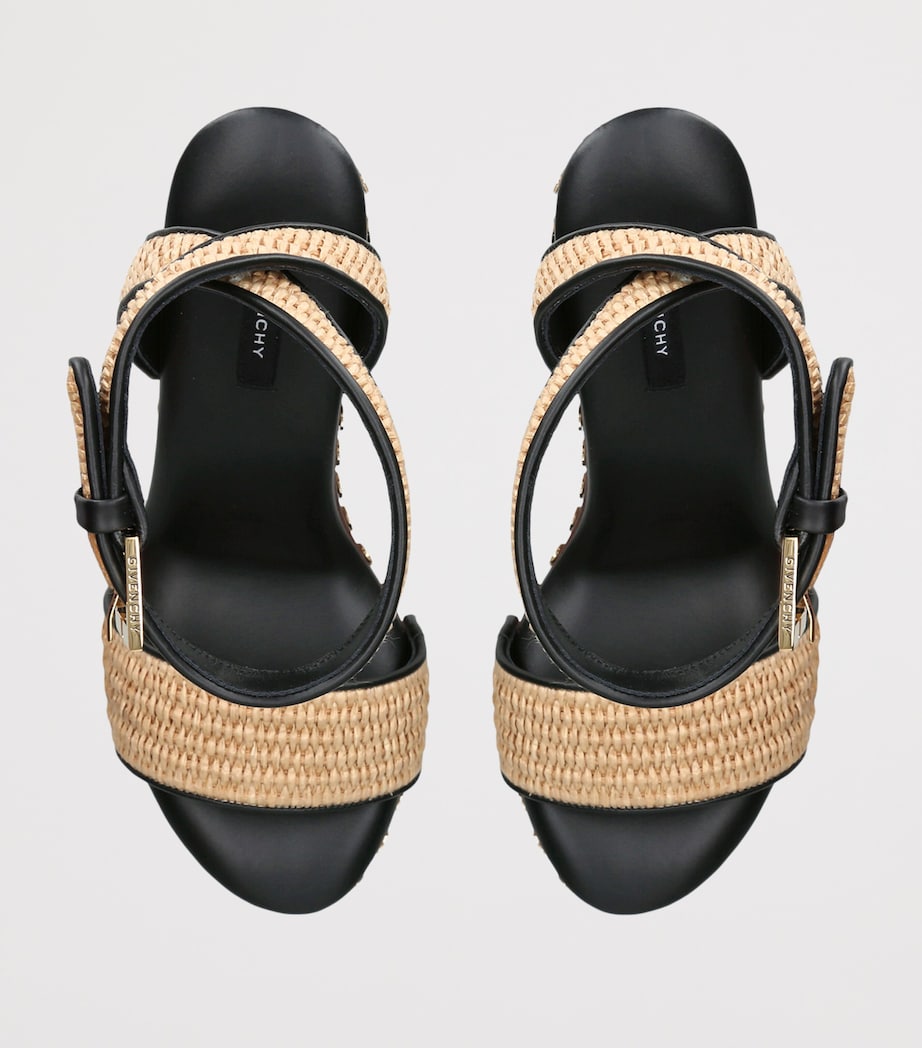 Givenchy Raffia Platform Clog Sandals 95 Beige Comb Image 4