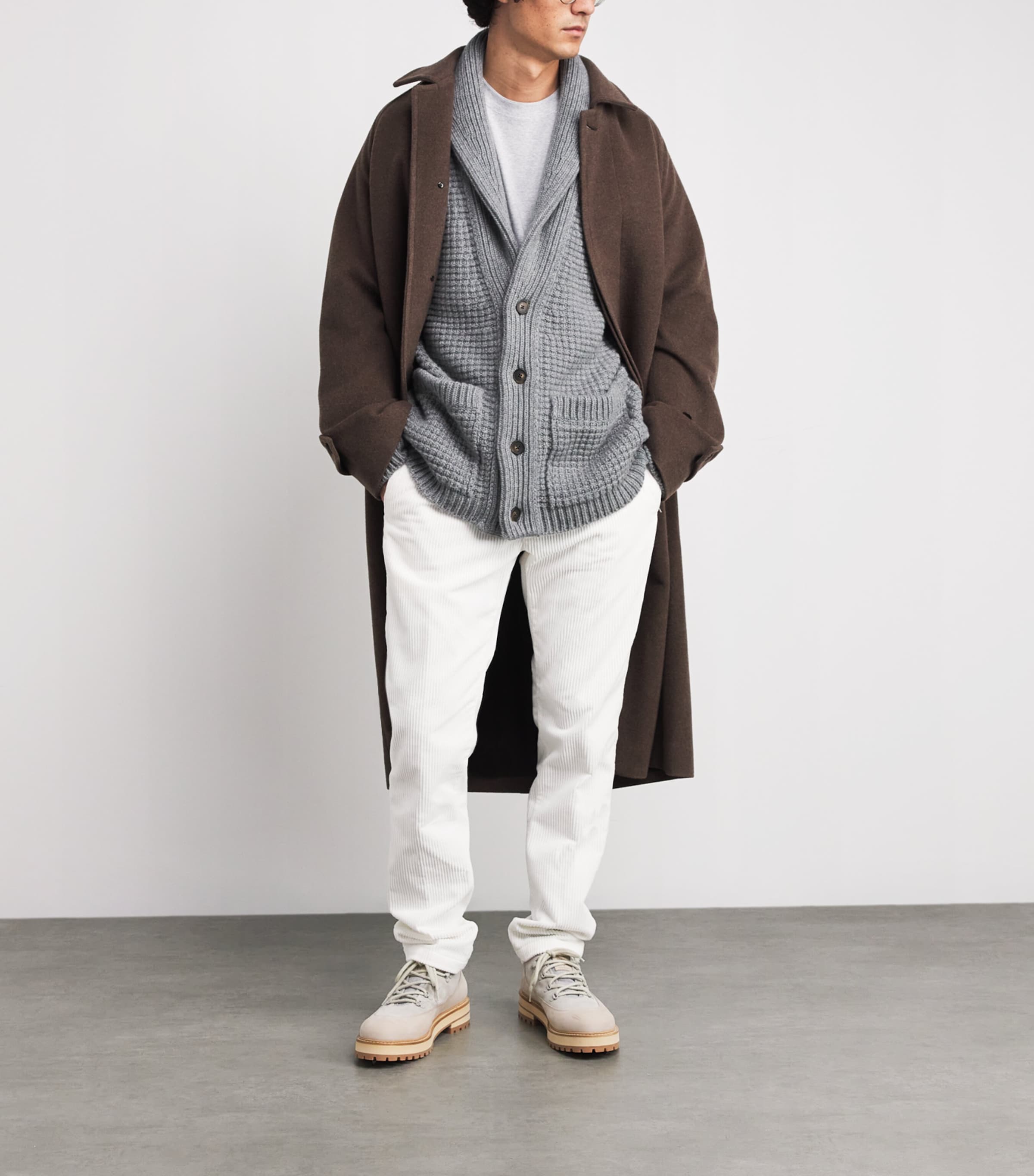 Cotton Corduroy Drawstring Straight Trousers BIANCO Image 2