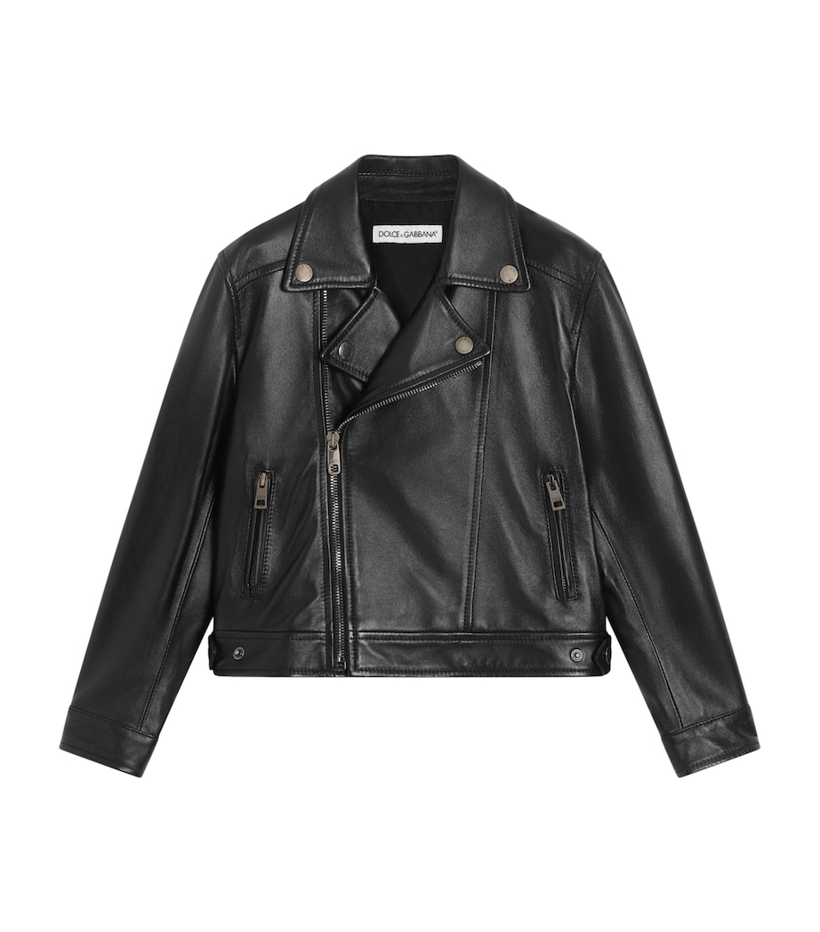 Dolce&Gabbana Kids Leather Jacket (8-12+ Years) Black Image 1
