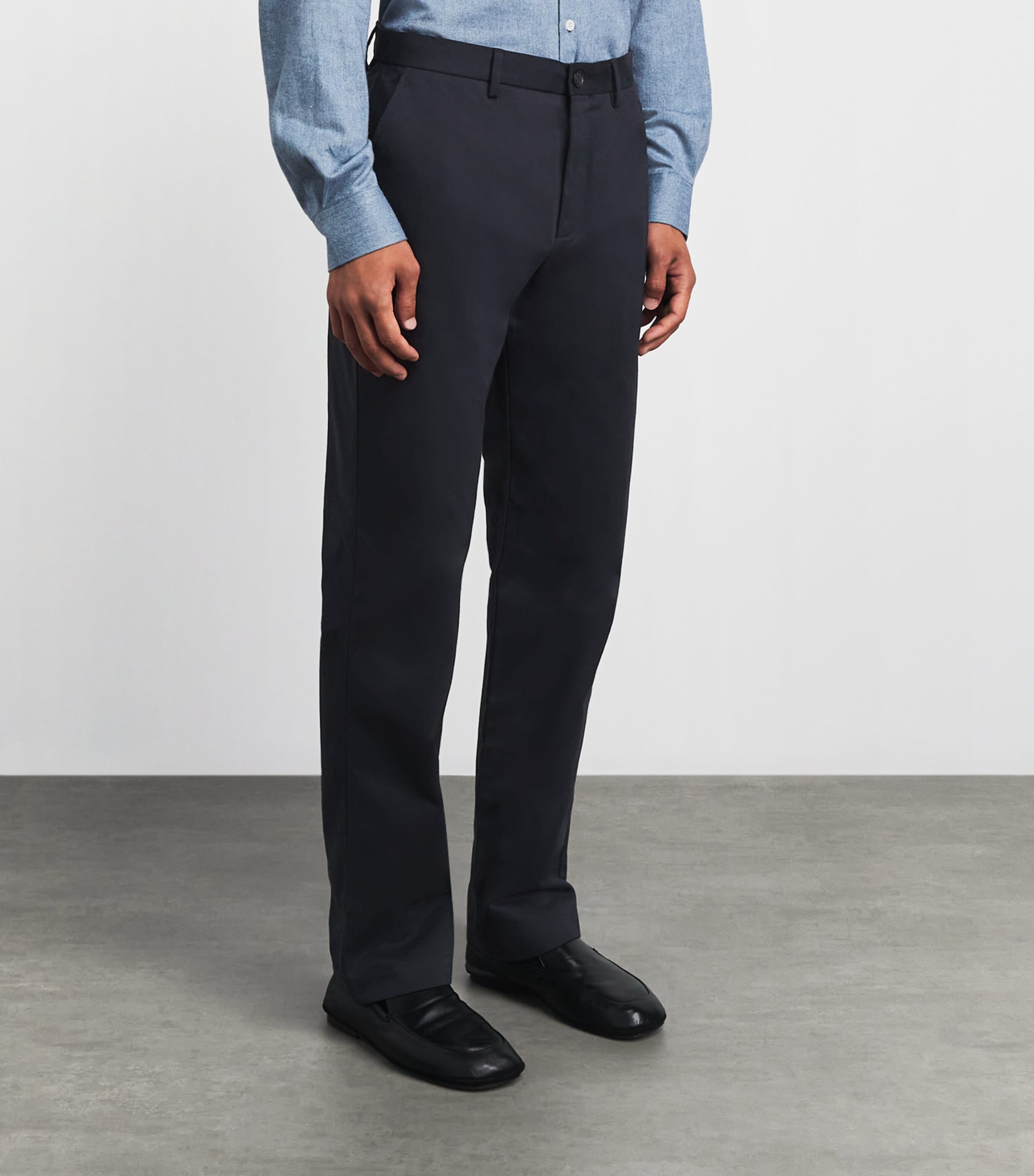 Sunspel Mens Cotton Drill Trousers Navy Image 4