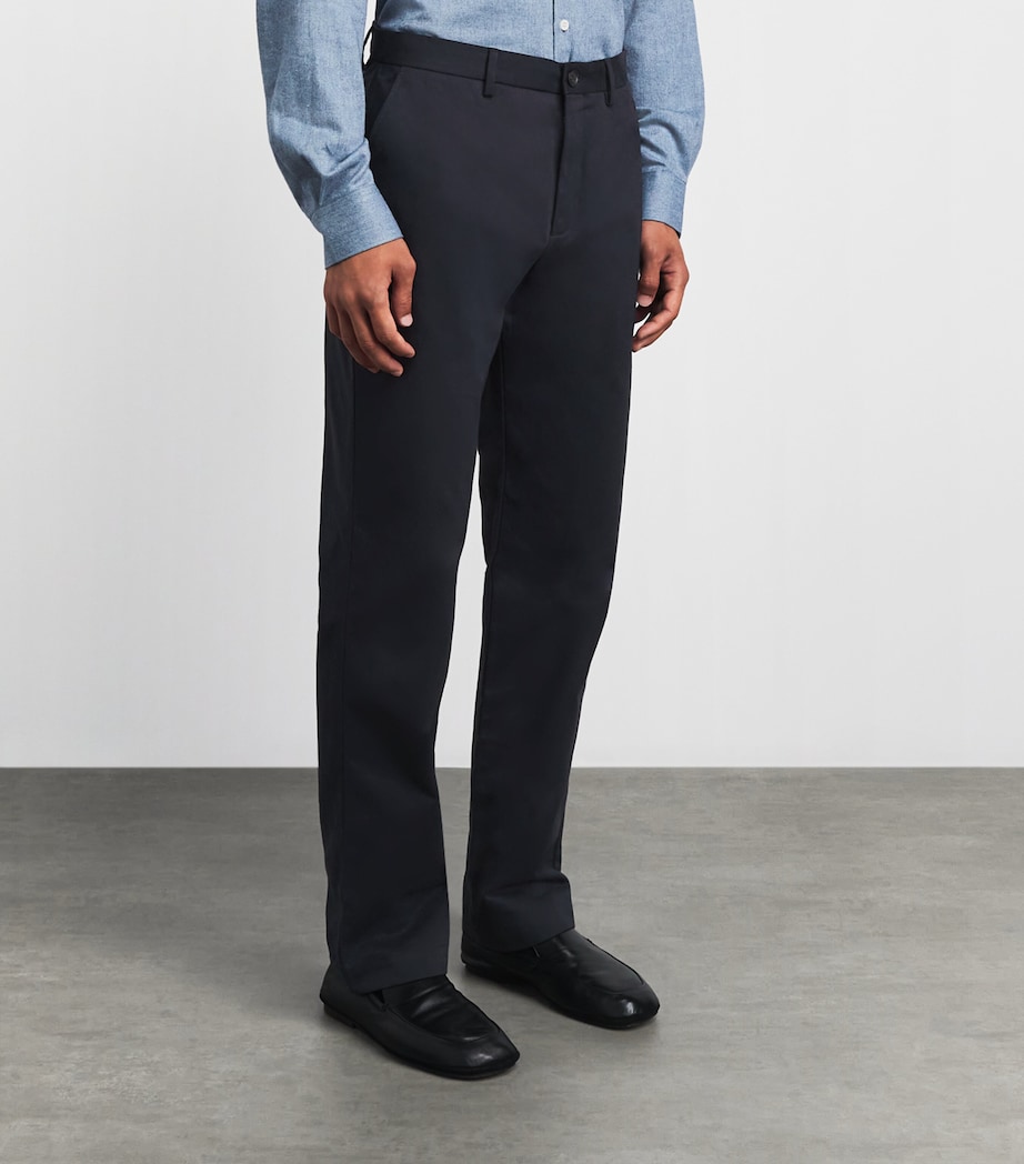 Sunspel Mens Cotton Drill Trousers Navy Image 4
