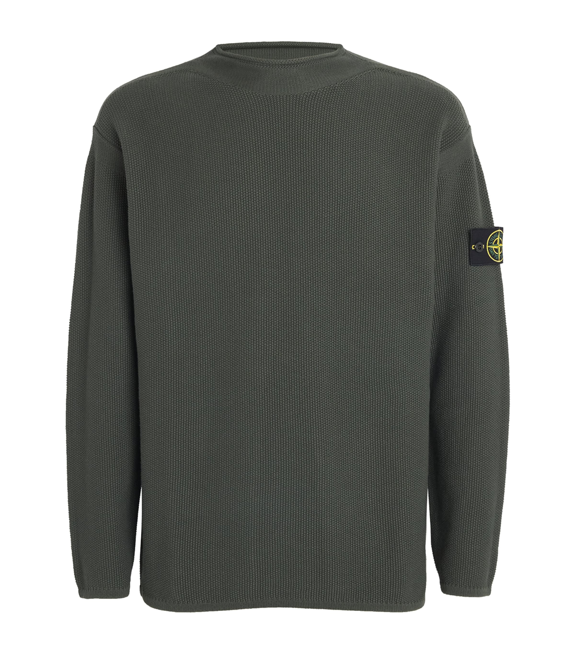 Stone Island Sweater With A Polo Neck And Reverse Stitch Details In Gray