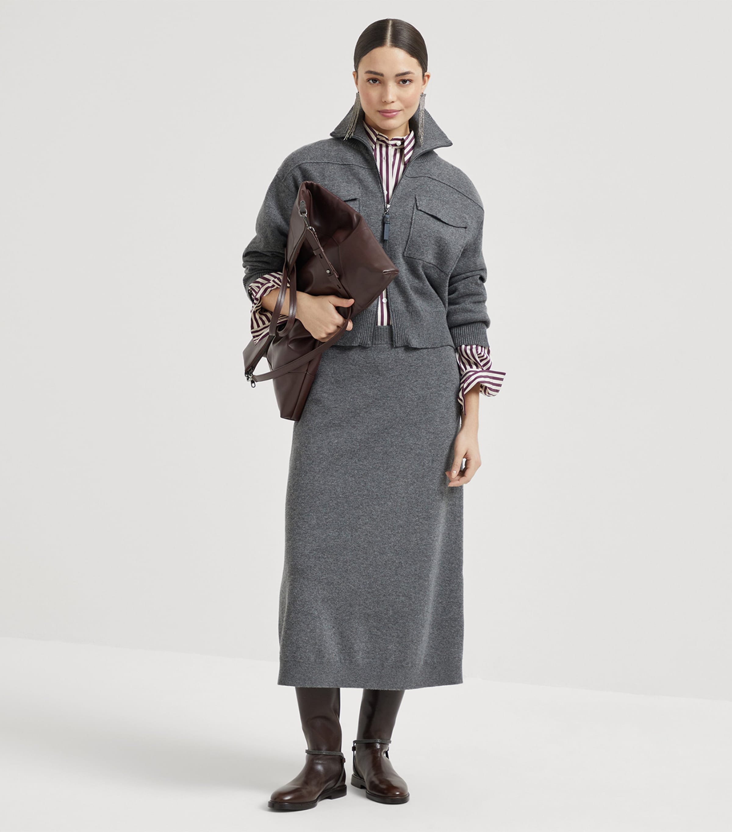 Cashmere Double-Knit Midi Skirt CBN25 Image 4