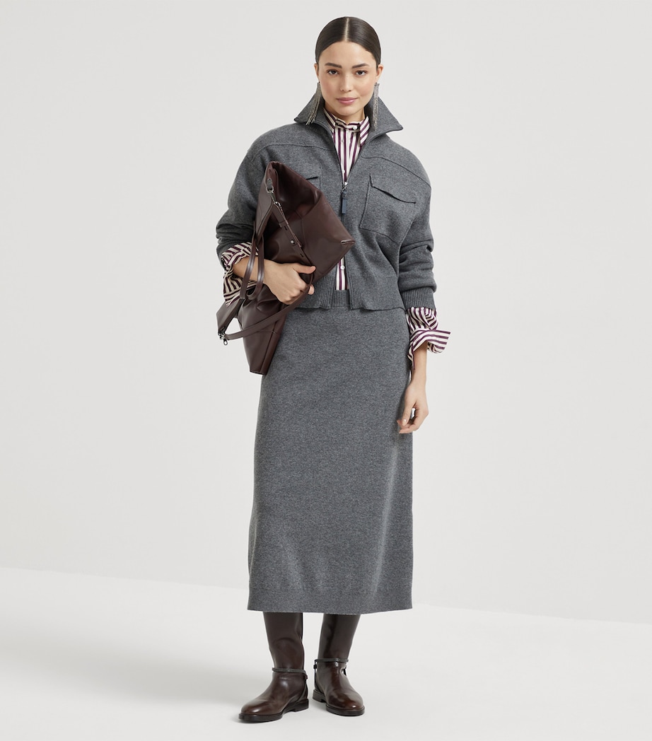 Cashmere Double-Knit Midi Skirt CBN25 Image 4