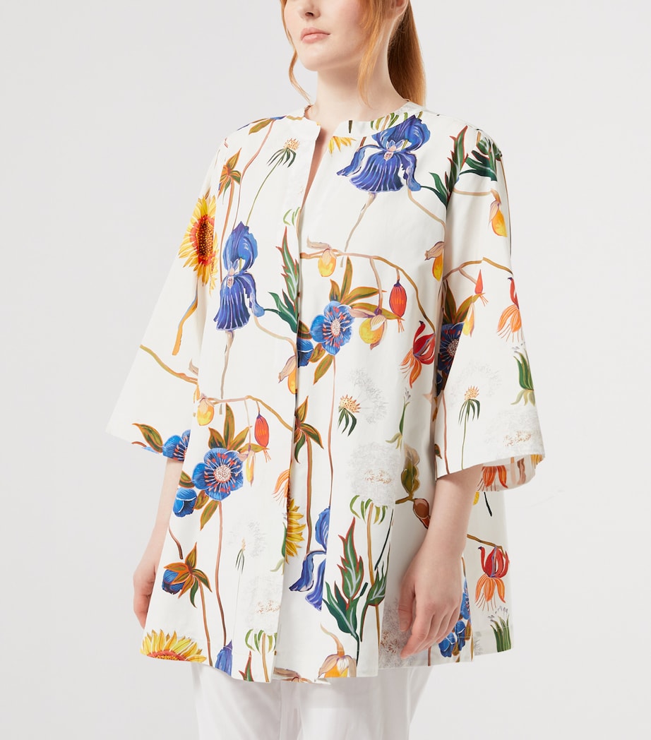 Marina Rinaldi Womens Cotton Floral Blouse White Image 2