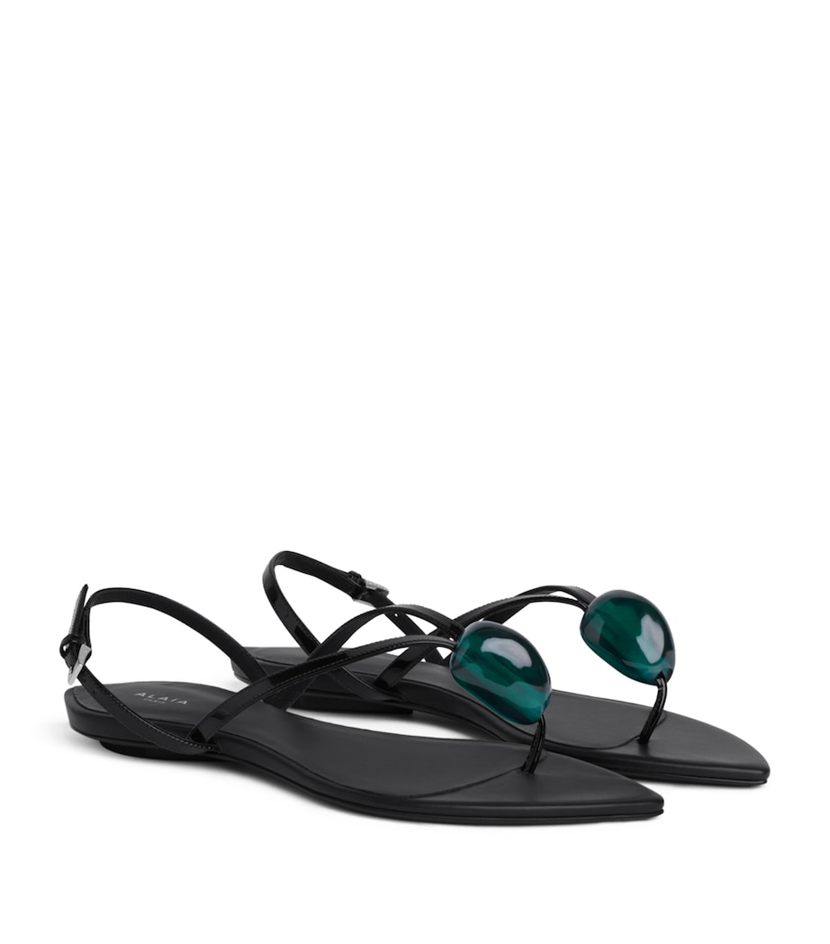 Alaïa Leather Invisible Jewel Sandals Black Image 3