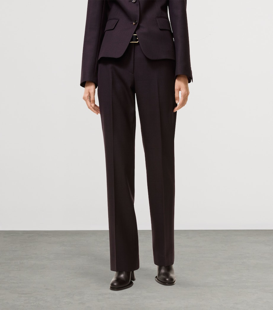 Burberry Womens Wool Check Tailored Trousers Dark Pelt Brown Chk Image 2