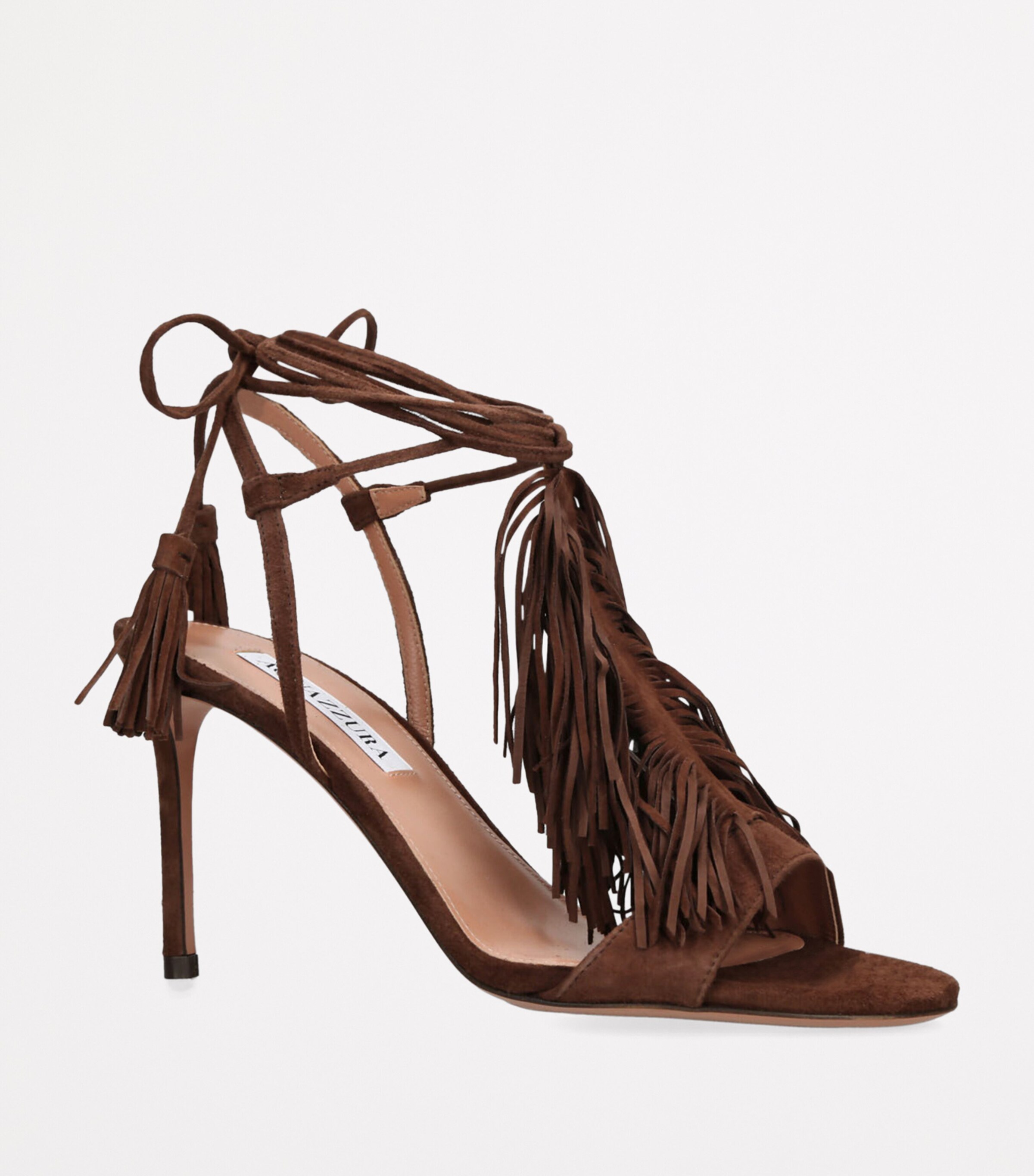 Aquazzura Suede Gytane Sandals 85 Dark Brown Image 3