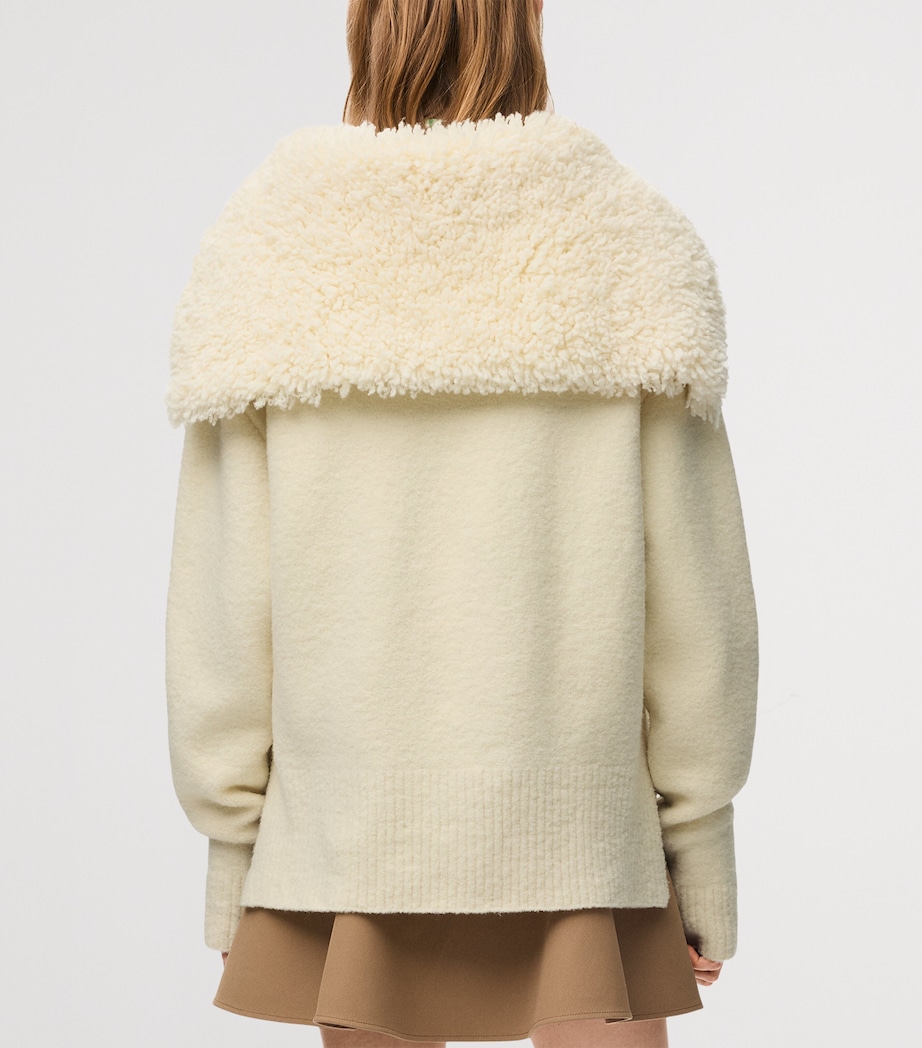 LOEWE Womens Wool-Blend Zip-Up Sweater Ecru Image 4