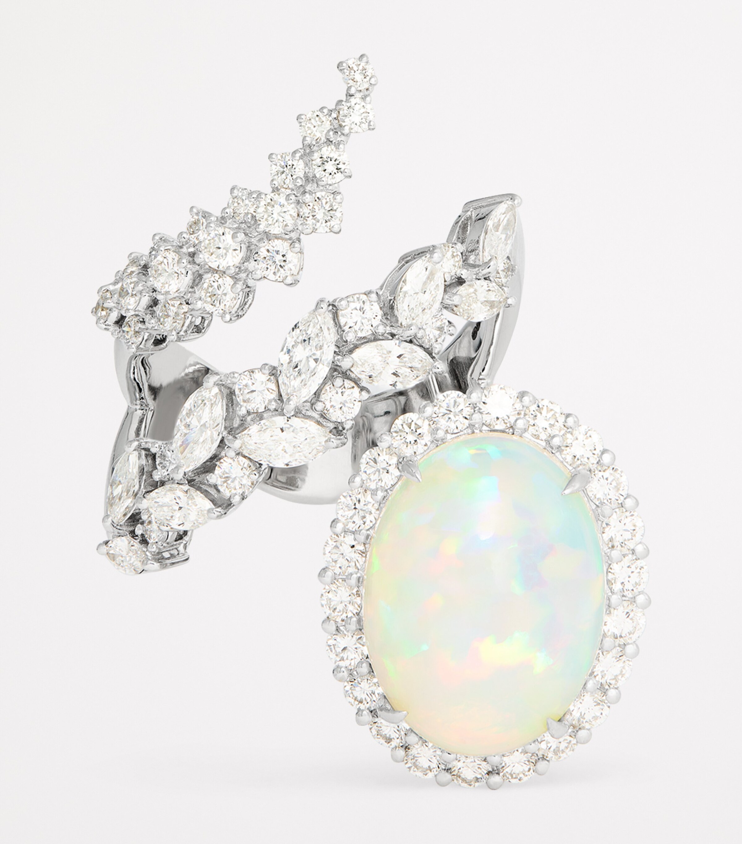 Yeprem White Gold, Diamond and Opal Ring (Size 52) White Gold Image 4