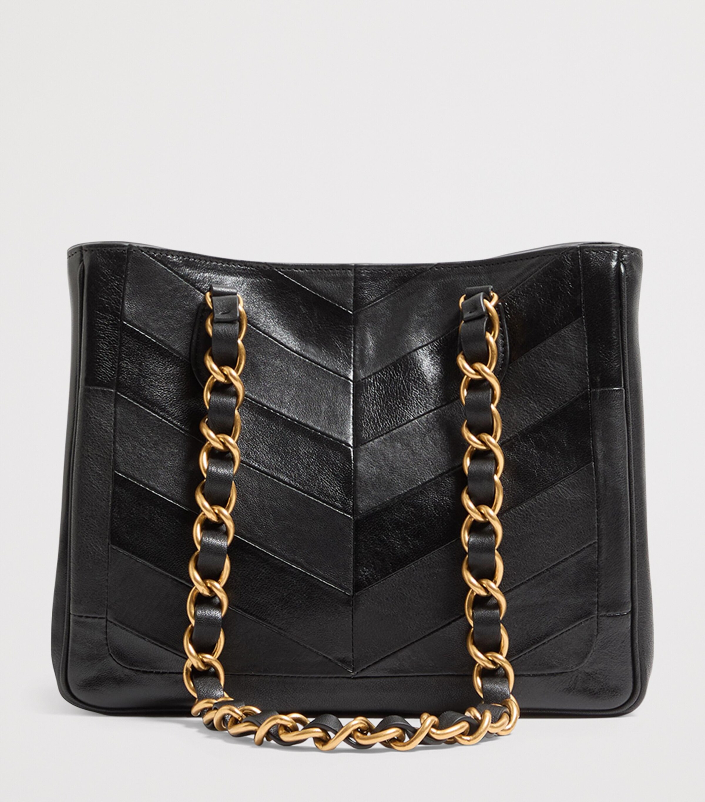 Valentino Garavani Black Small Lambskin Laseine Tote Bag | Harrods US