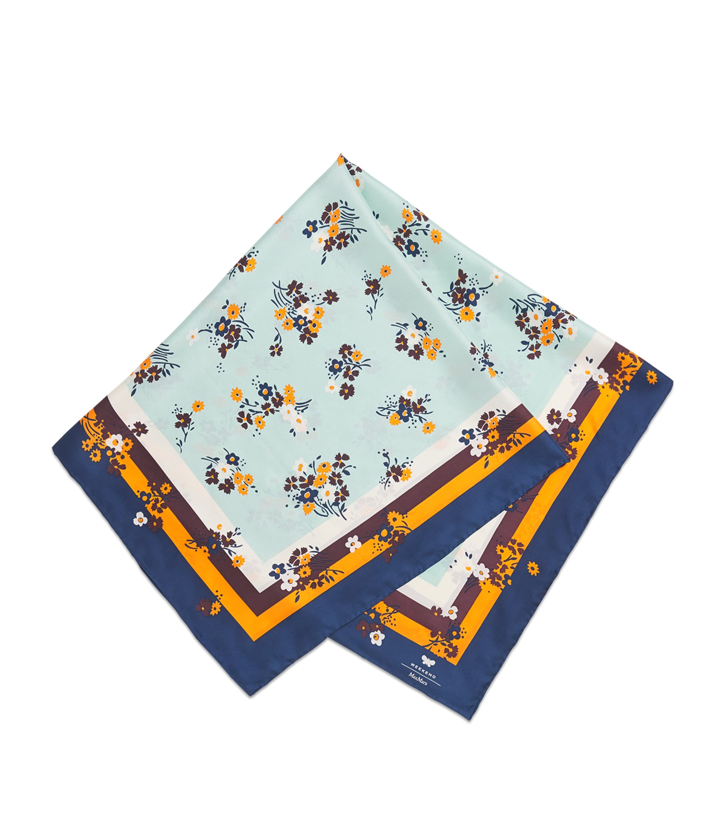 Weekend Max Mara Silk Floral Square Scarf In Green