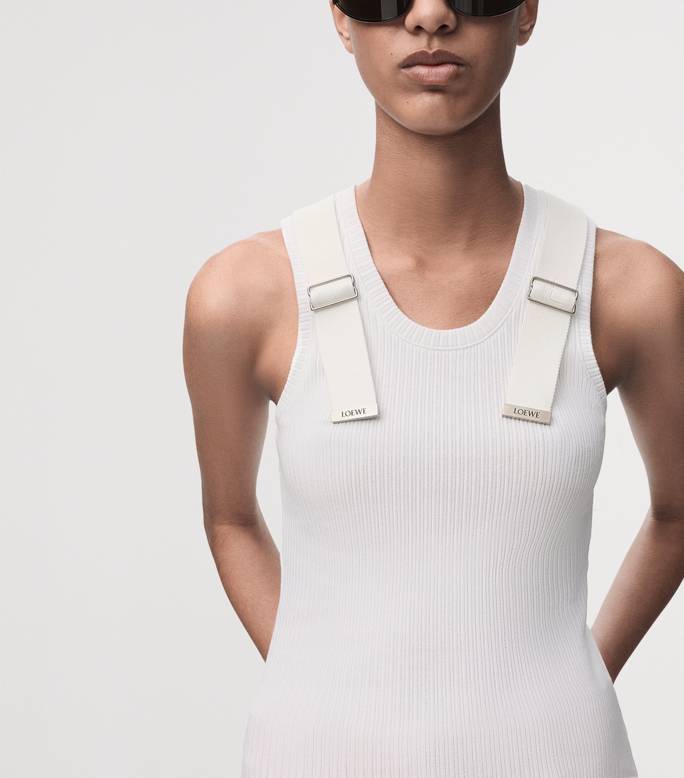 LOEWE Womens Embellished Tank Top White Image 5