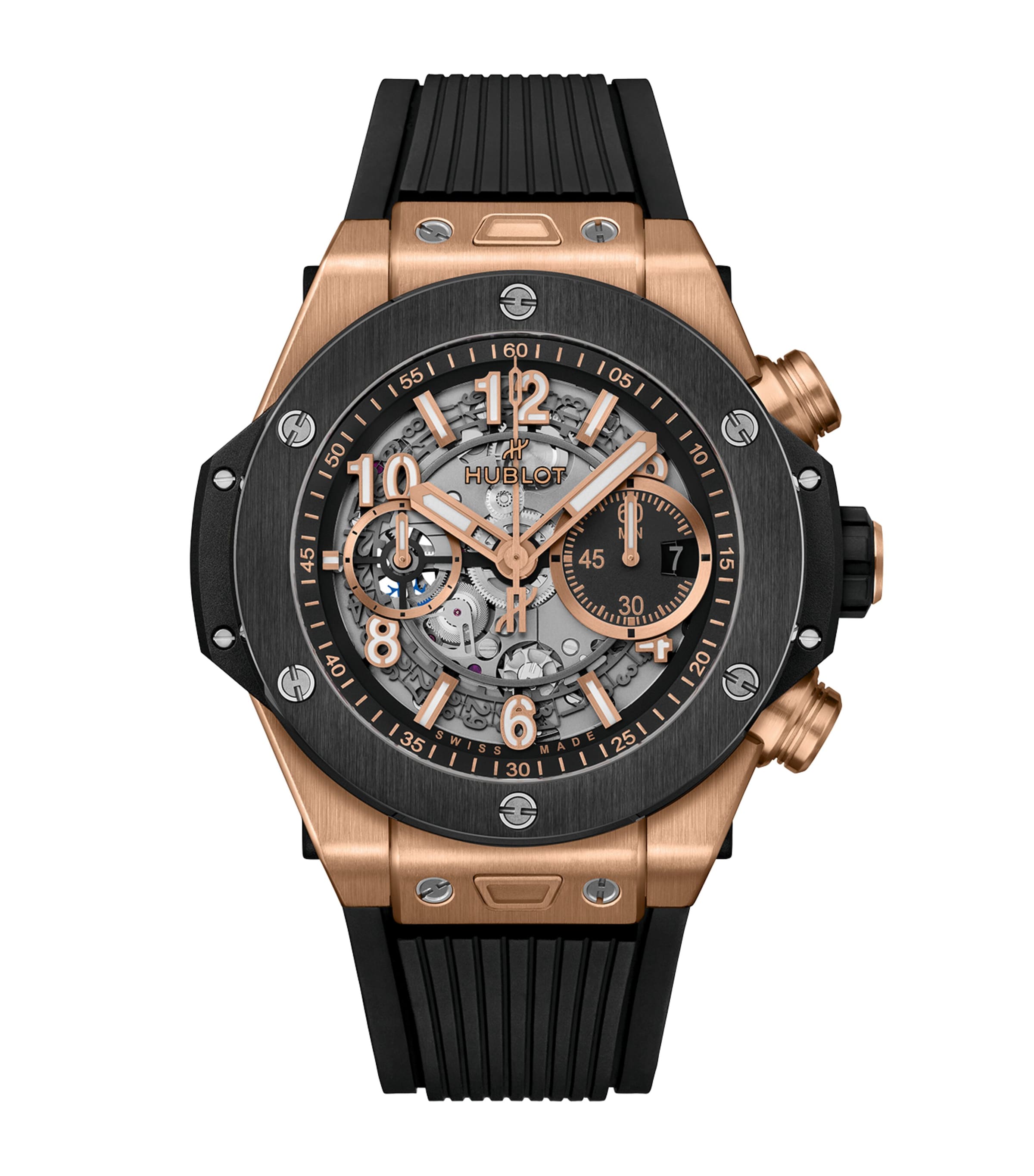 Hublot King Gold And Ceramic Big Bang Unico Watch In Black