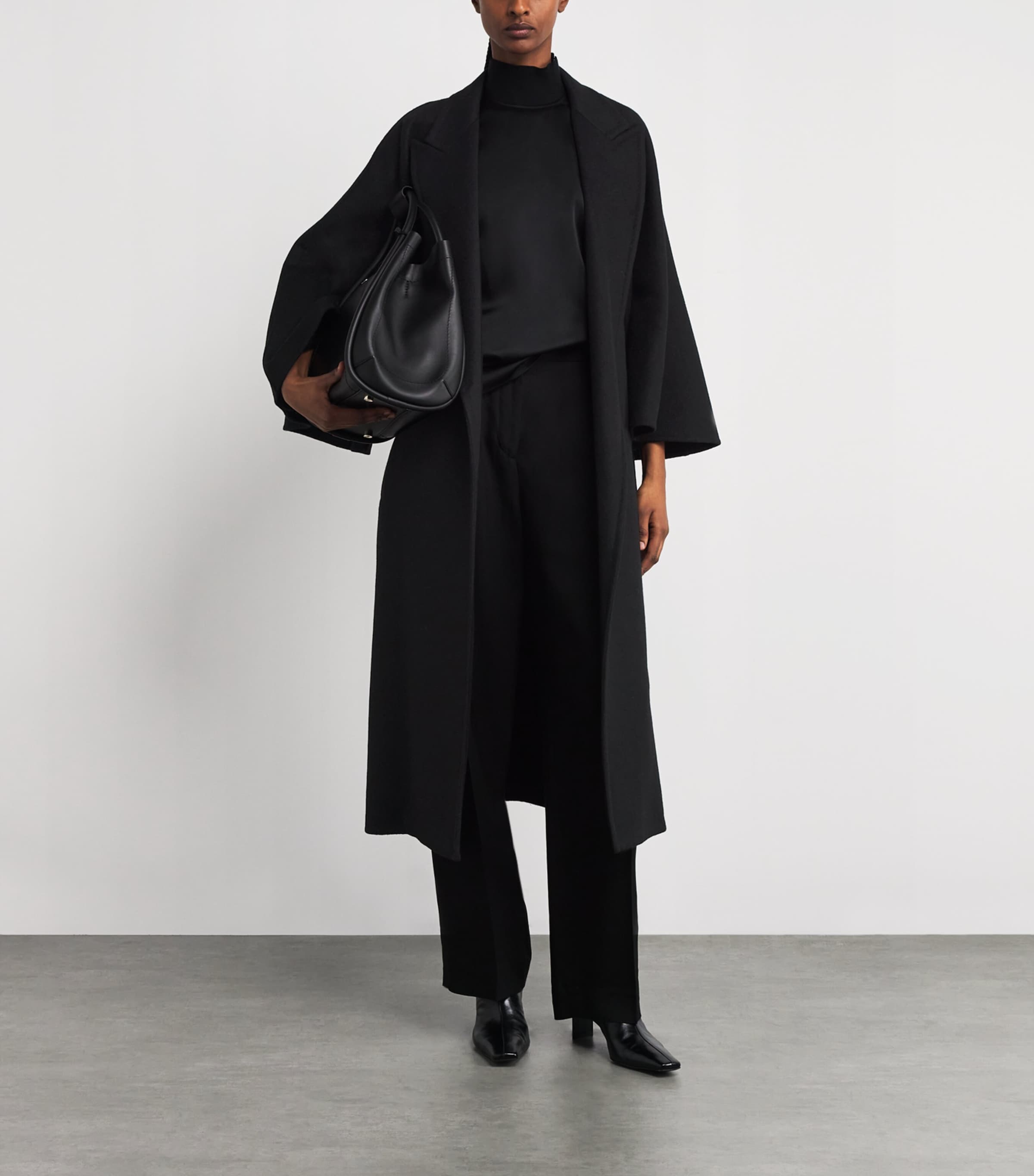 Cashmere-Wool Wrap Coat BLACK Image 2