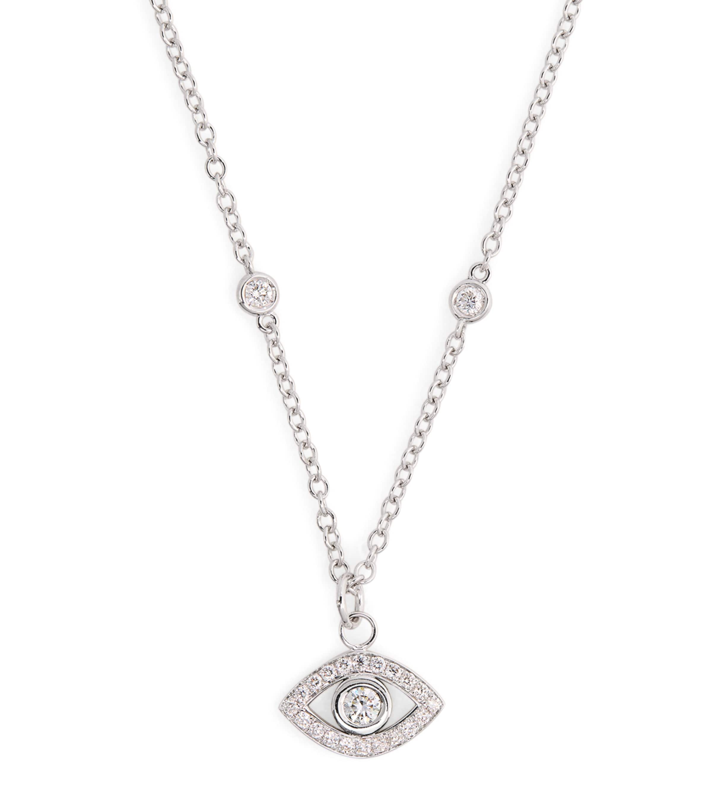 Netali Nissim White Gold and Diamond Charmed Eye Necklace White Gold Image 1