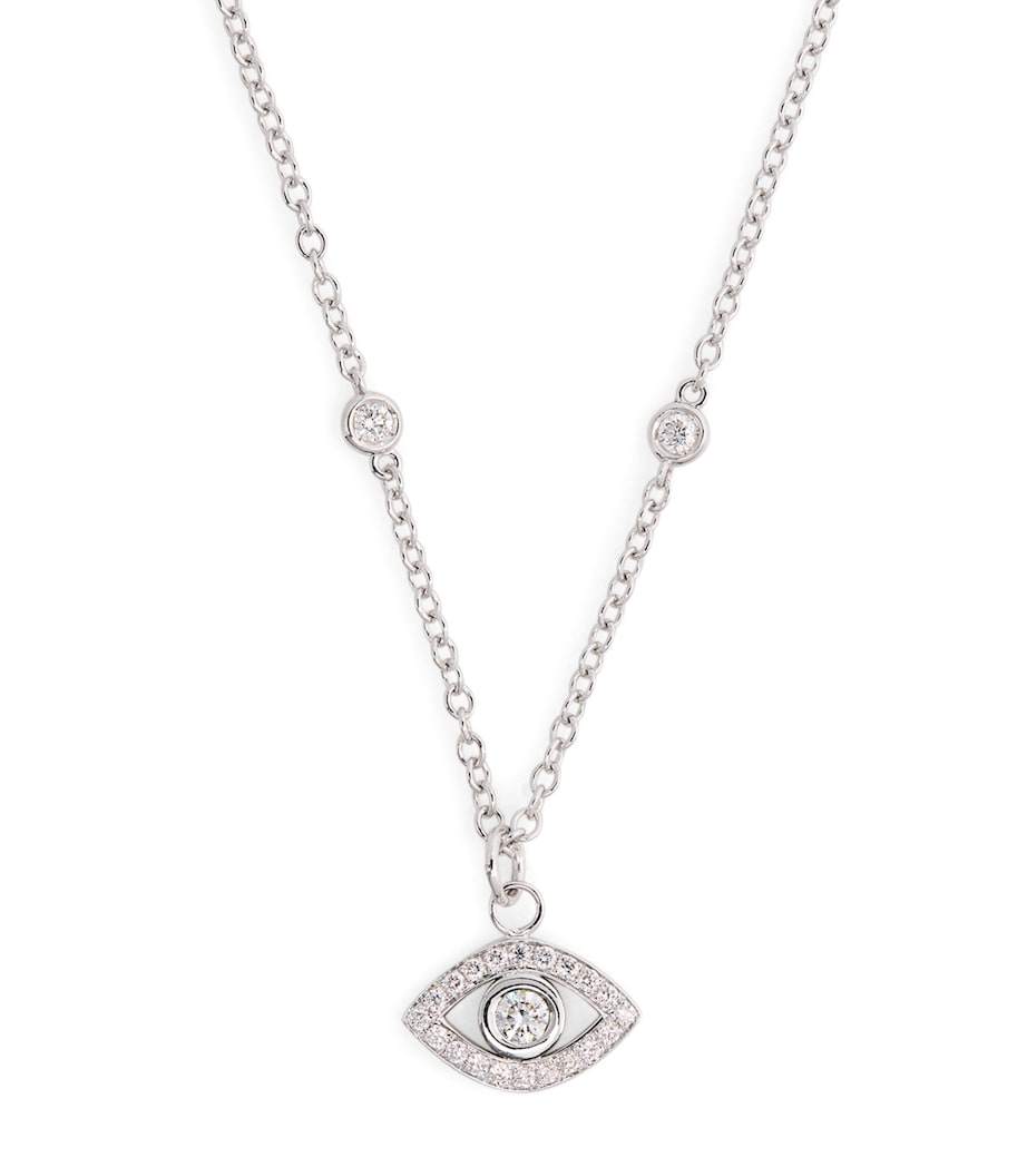 Netali Nissim White Gold and Diamond Charmed Eye Necklace White Gold Image 1