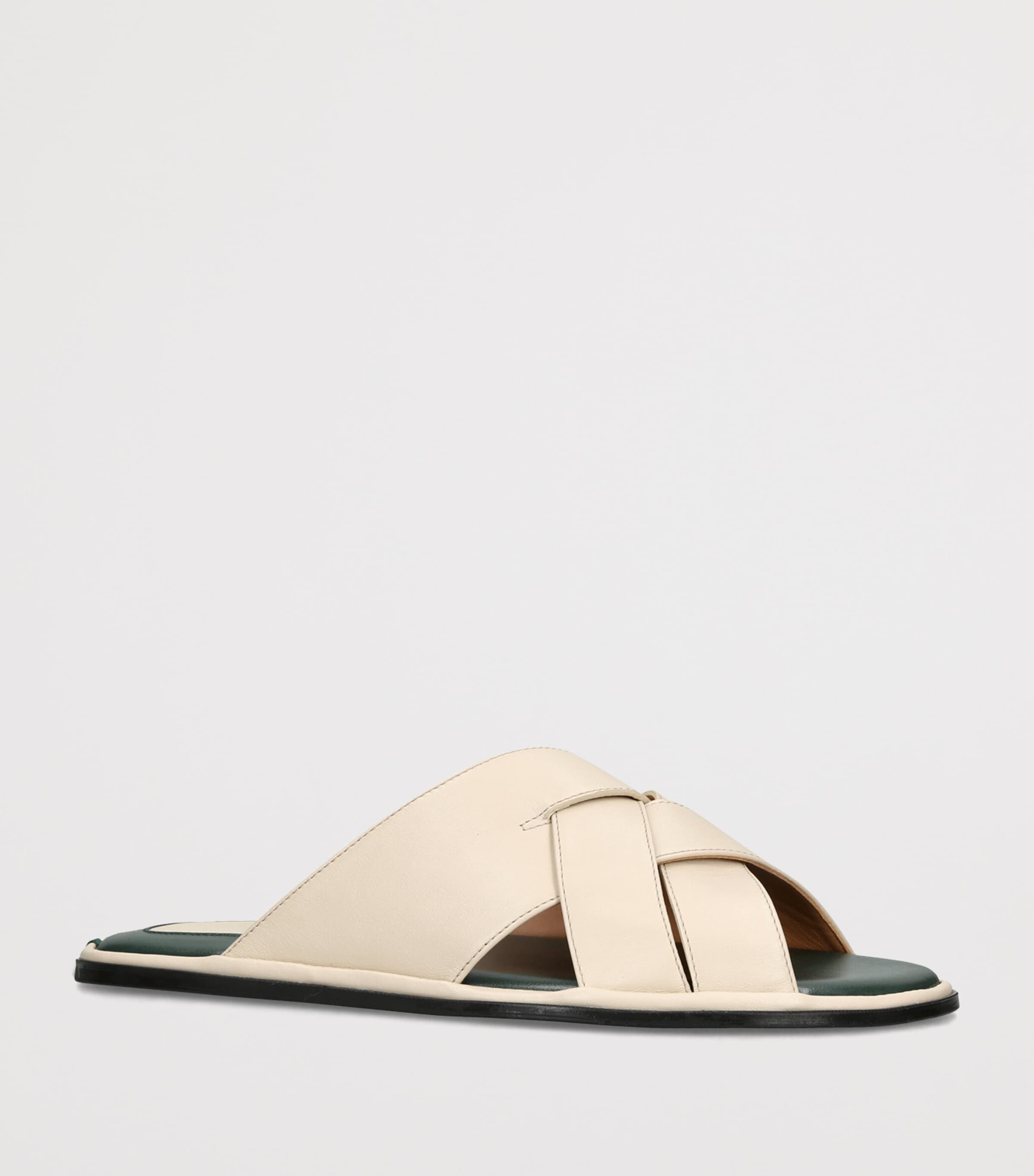 Brotini Leather Cross-Strap Sandals Cream Image 2
