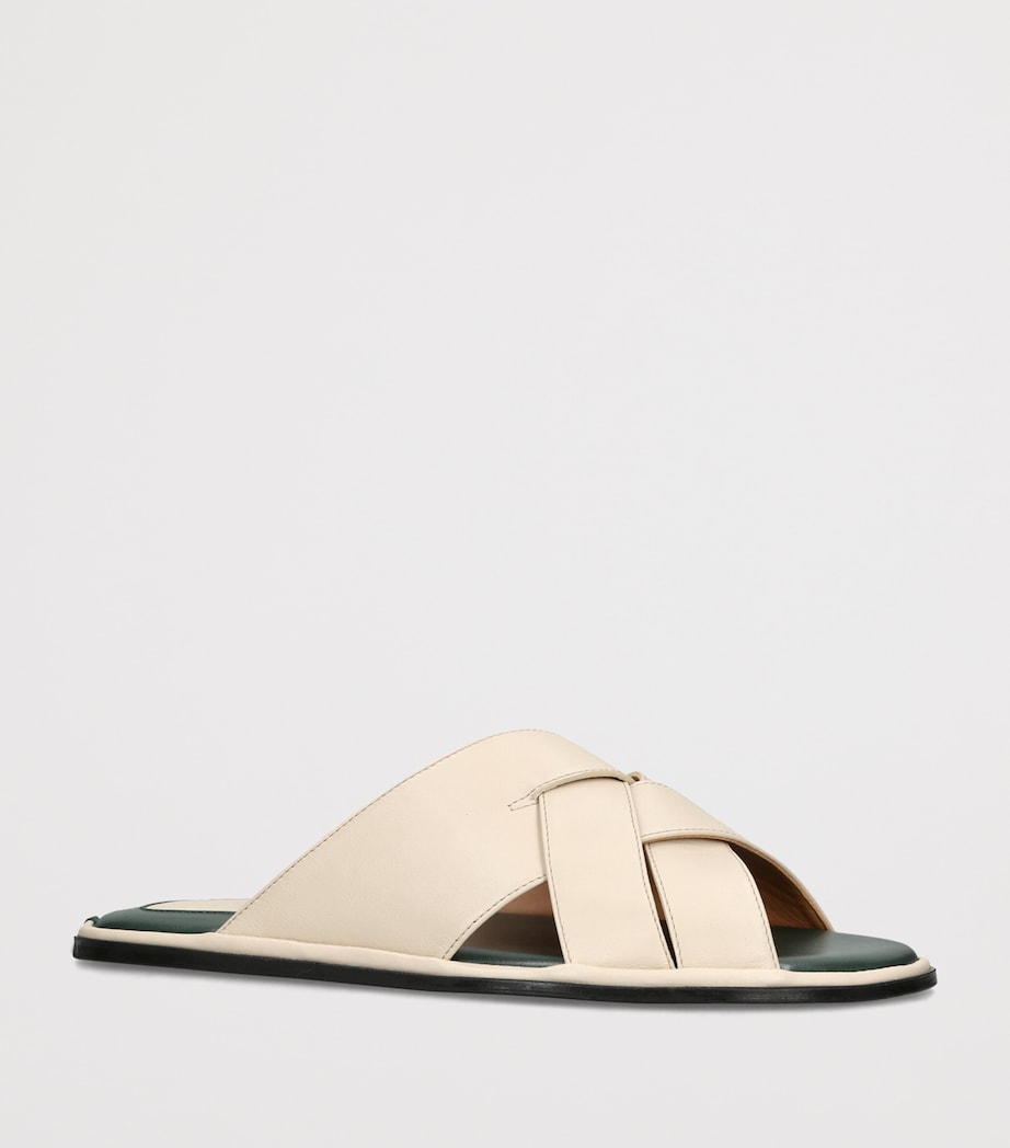 Brotini Leather Cross-Strap Sandals Cream Image 2